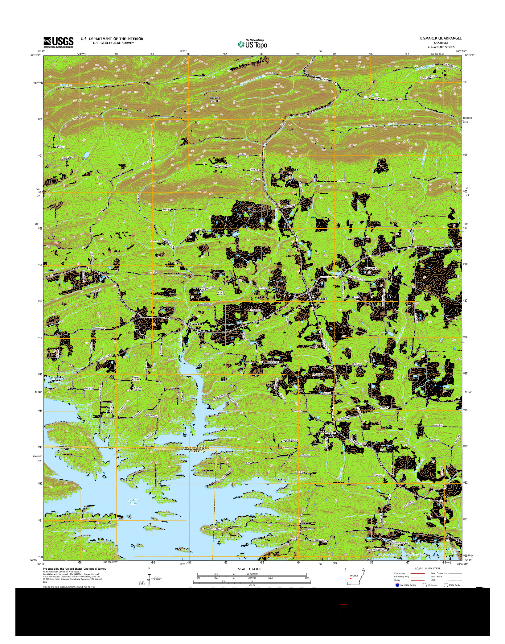 USGS US TOPO 7.5-MINUTE MAP FOR BISMARCK, AR 2017
