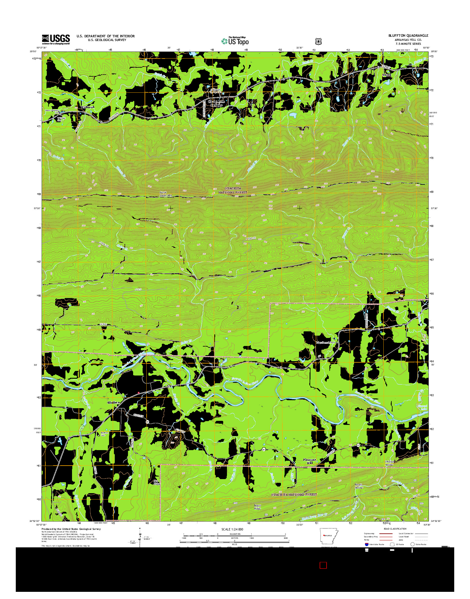 USGS US TOPO 7.5-MINUTE MAP FOR BLUFFTON, AR 2017