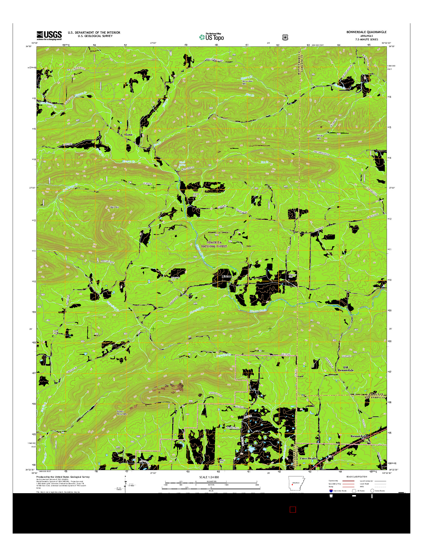 USGS US TOPO 7.5-MINUTE MAP FOR BONNERDALE, AR 2017