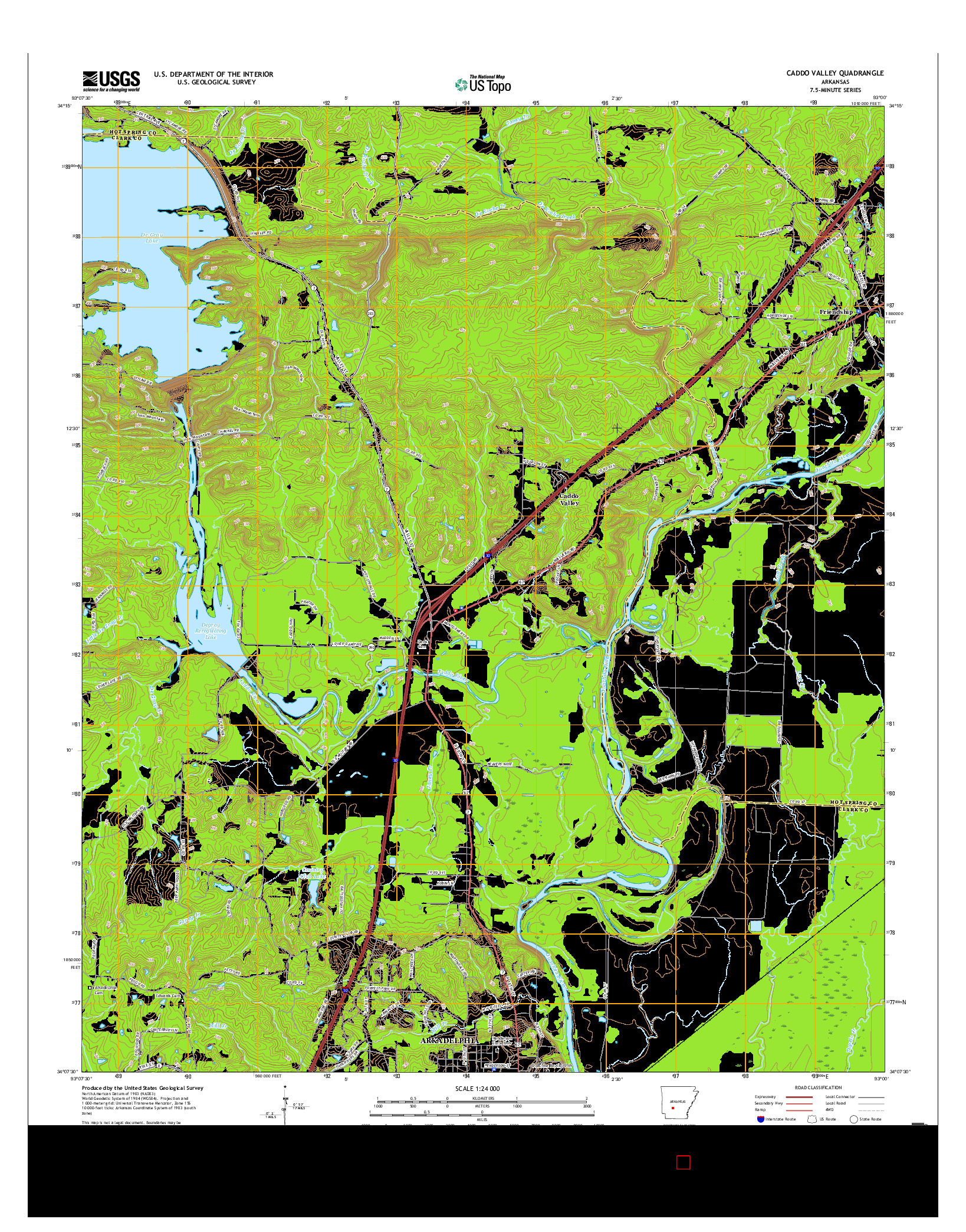 USGS US TOPO 7.5-MINUTE MAP FOR CADDO VALLEY, AR 2017