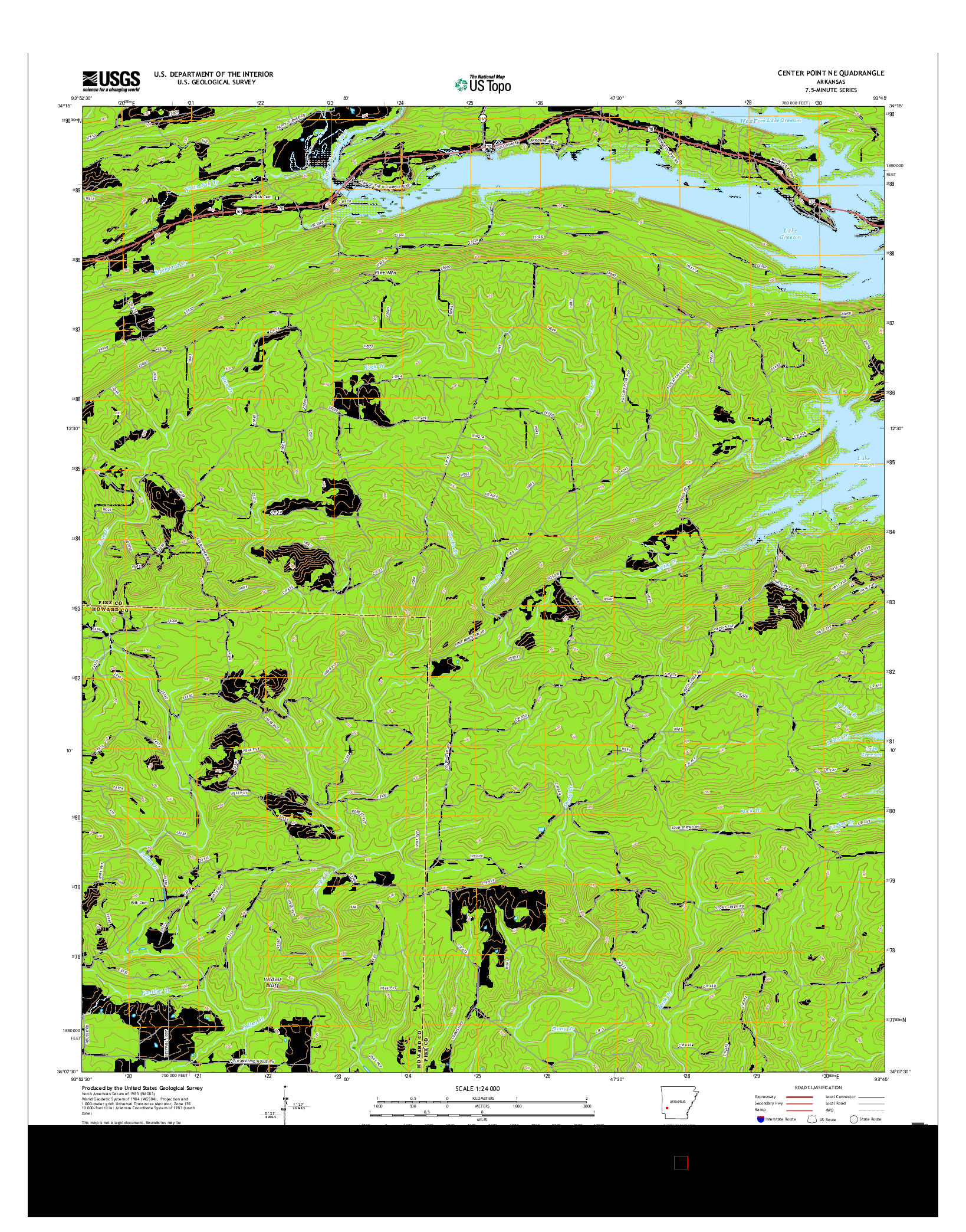 USGS US TOPO 7.5-MINUTE MAP FOR CENTER POINT NE, AR 2017