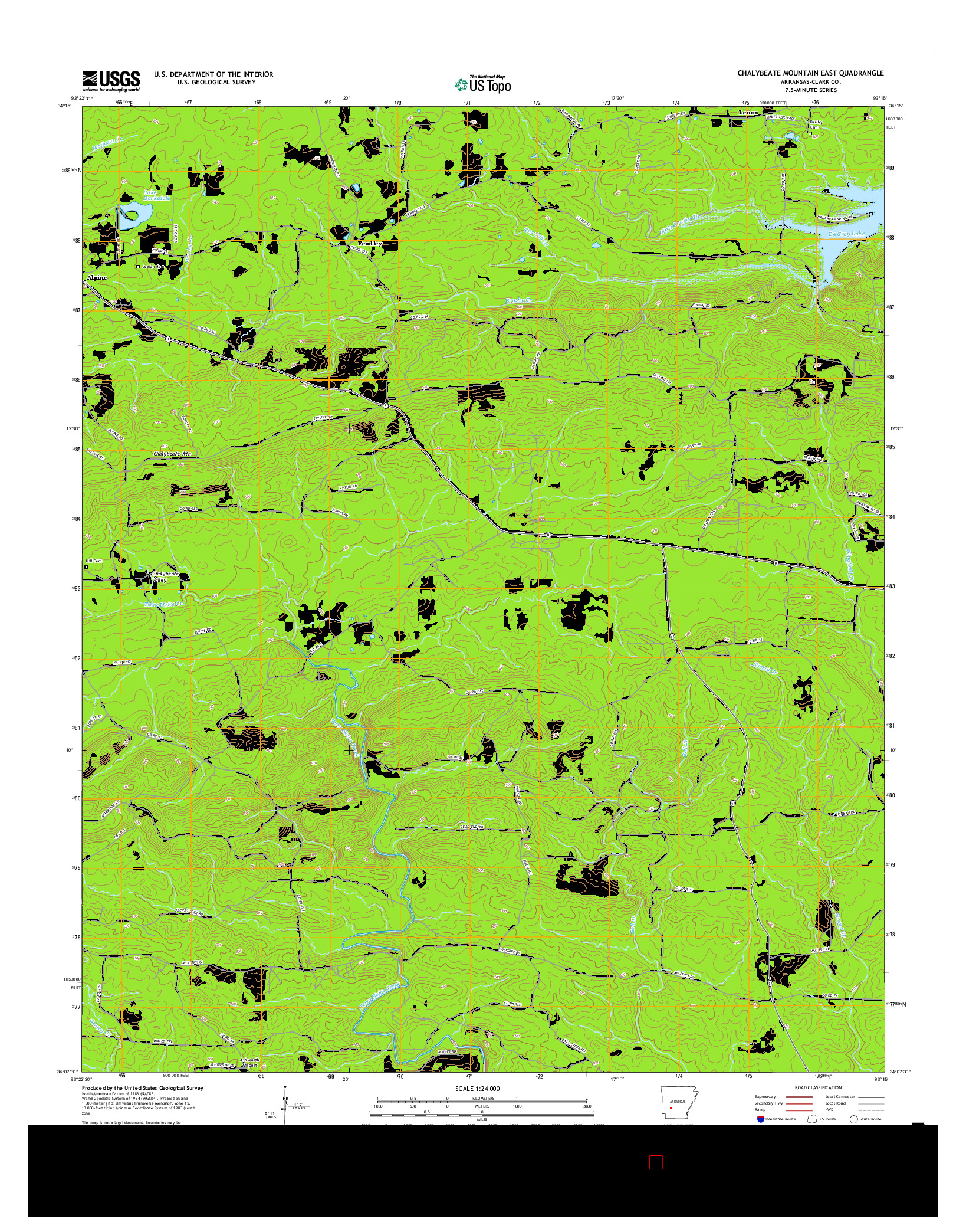 USGS US TOPO 7.5-MINUTE MAP FOR CHALYBEATE MOUNTAIN EAST, AR 2017