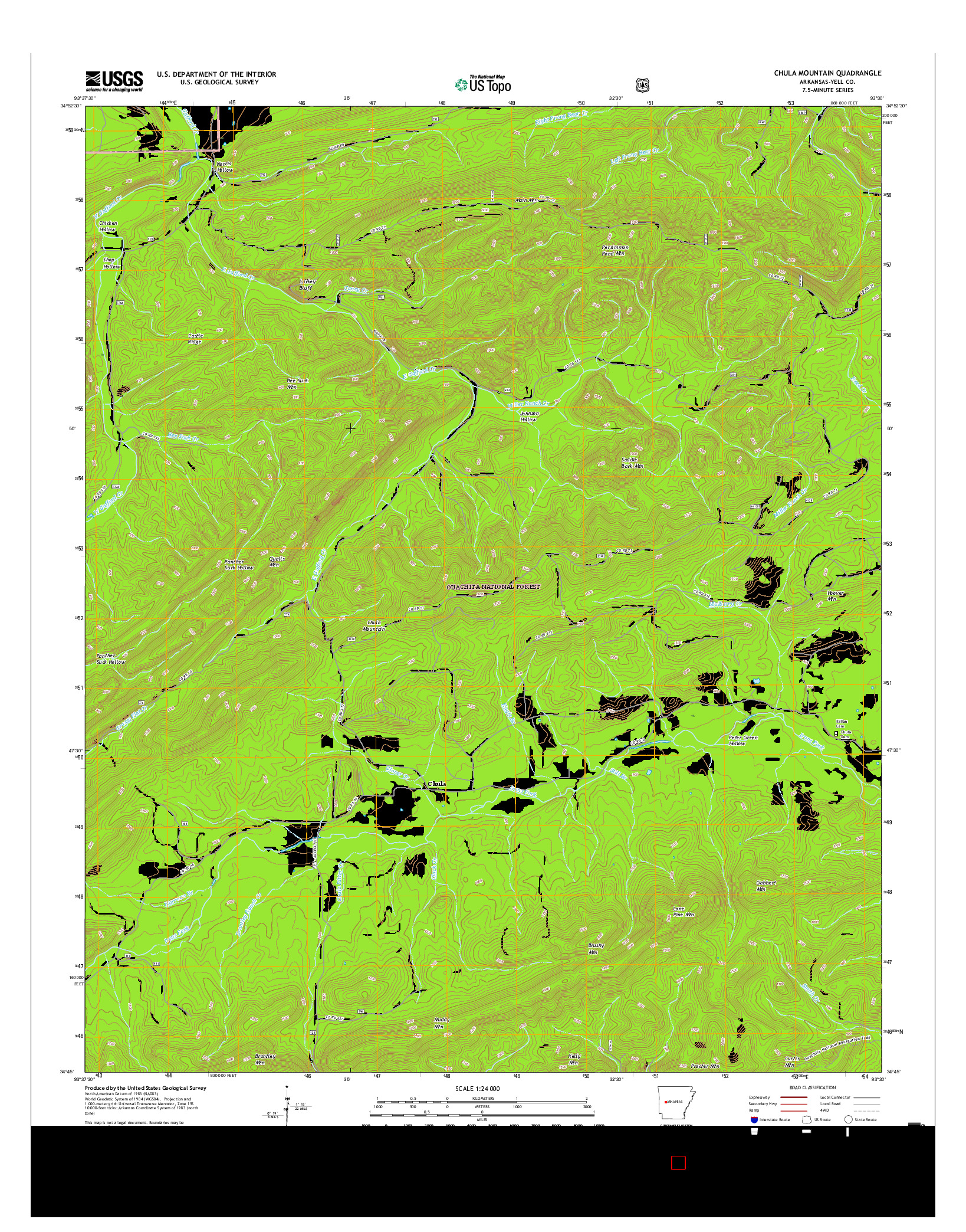 USGS US TOPO 7.5-MINUTE MAP FOR CHULA MOUNTAIN, AR 2017