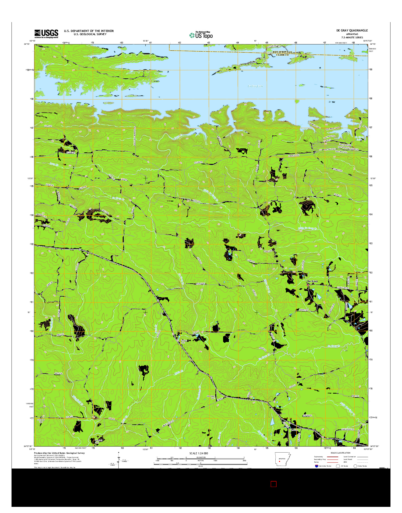 USGS US TOPO 7.5-MINUTE MAP FOR DE GRAY, AR 2017
