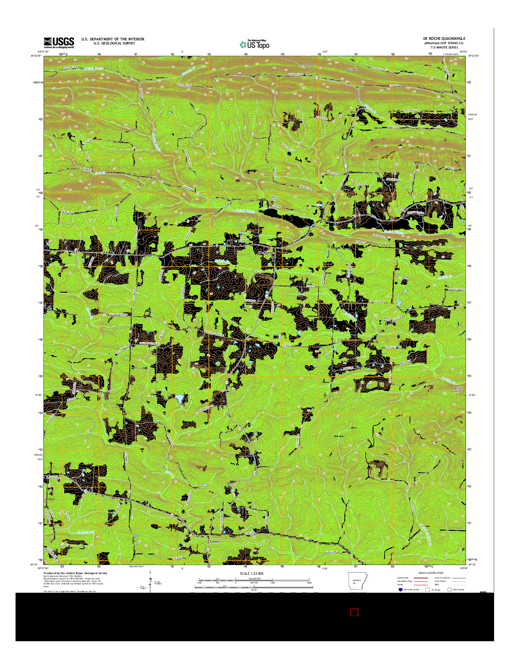 USGS US TOPO 7.5-MINUTE MAP FOR DE ROCHE, AR 2017