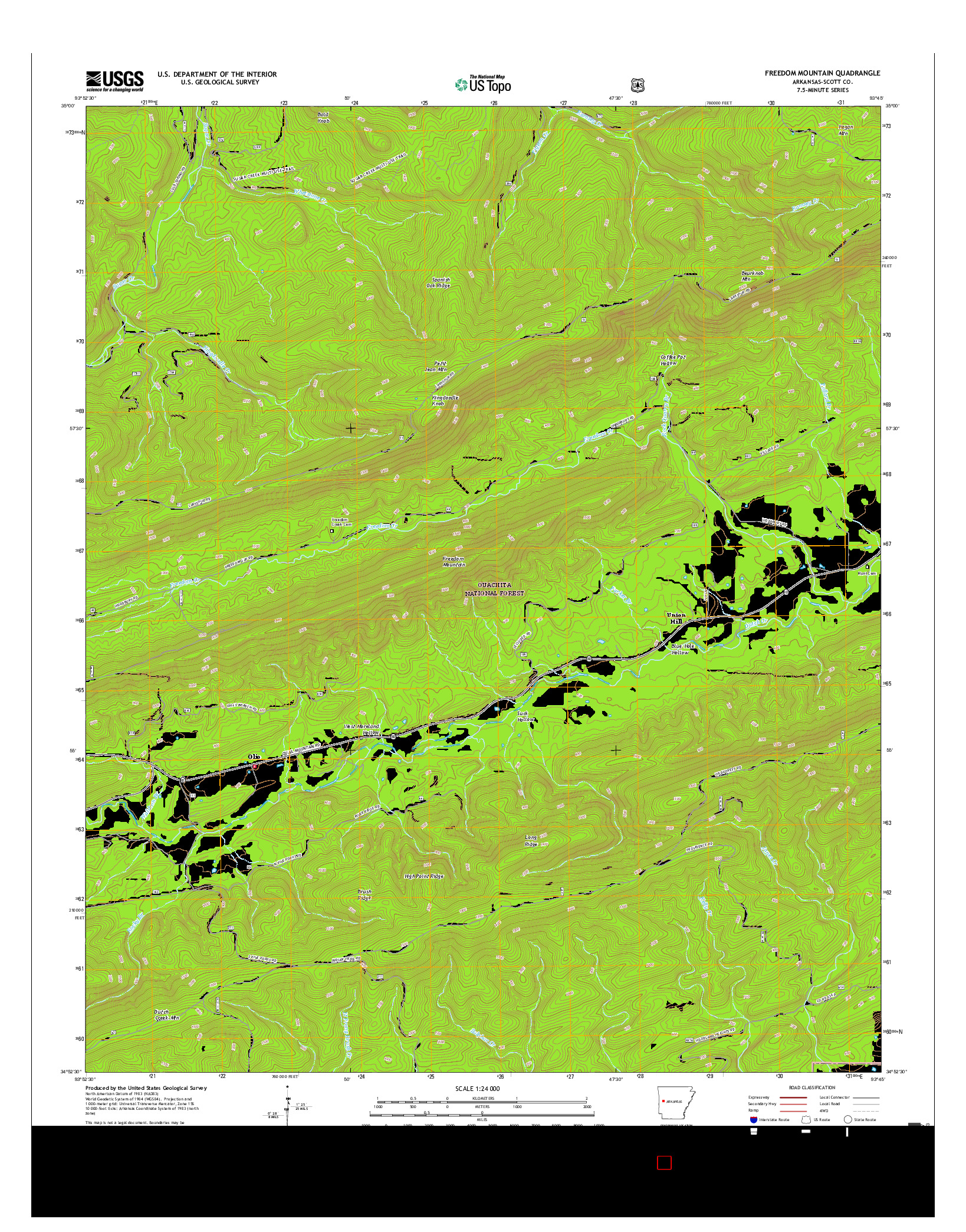 USGS US TOPO 7.5-MINUTE MAP FOR FREEDOM MOUNTAIN, AR 2017