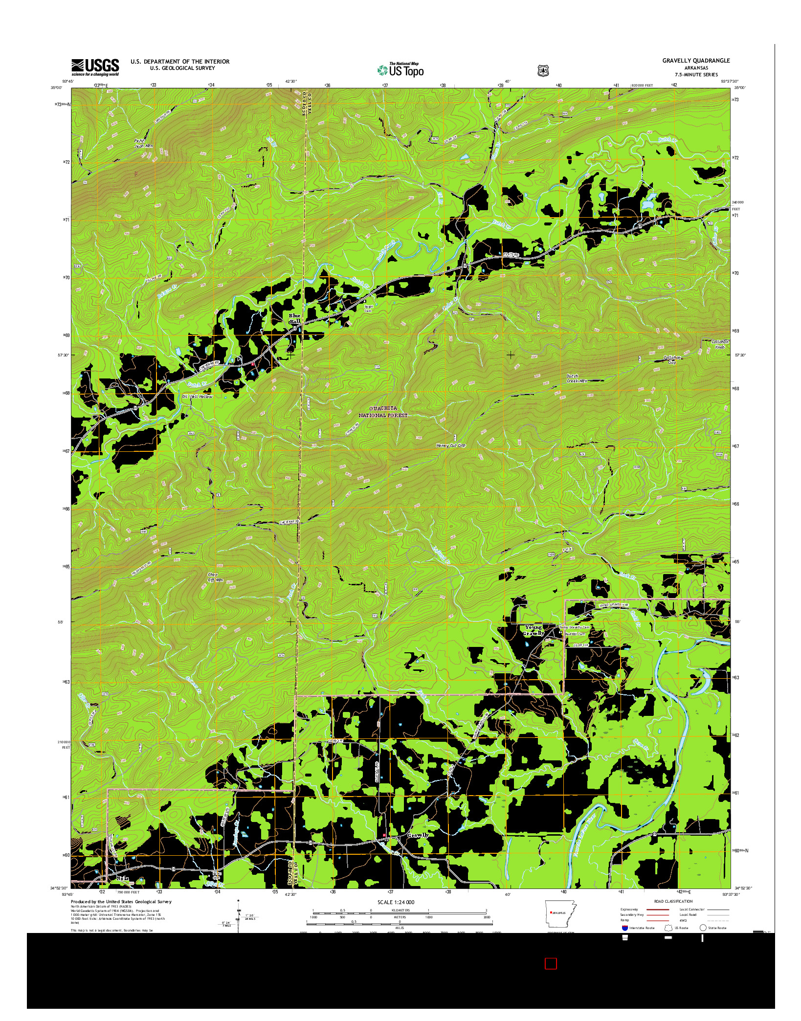 USGS US TOPO 7.5-MINUTE MAP FOR GRAVELLY, AR 2017