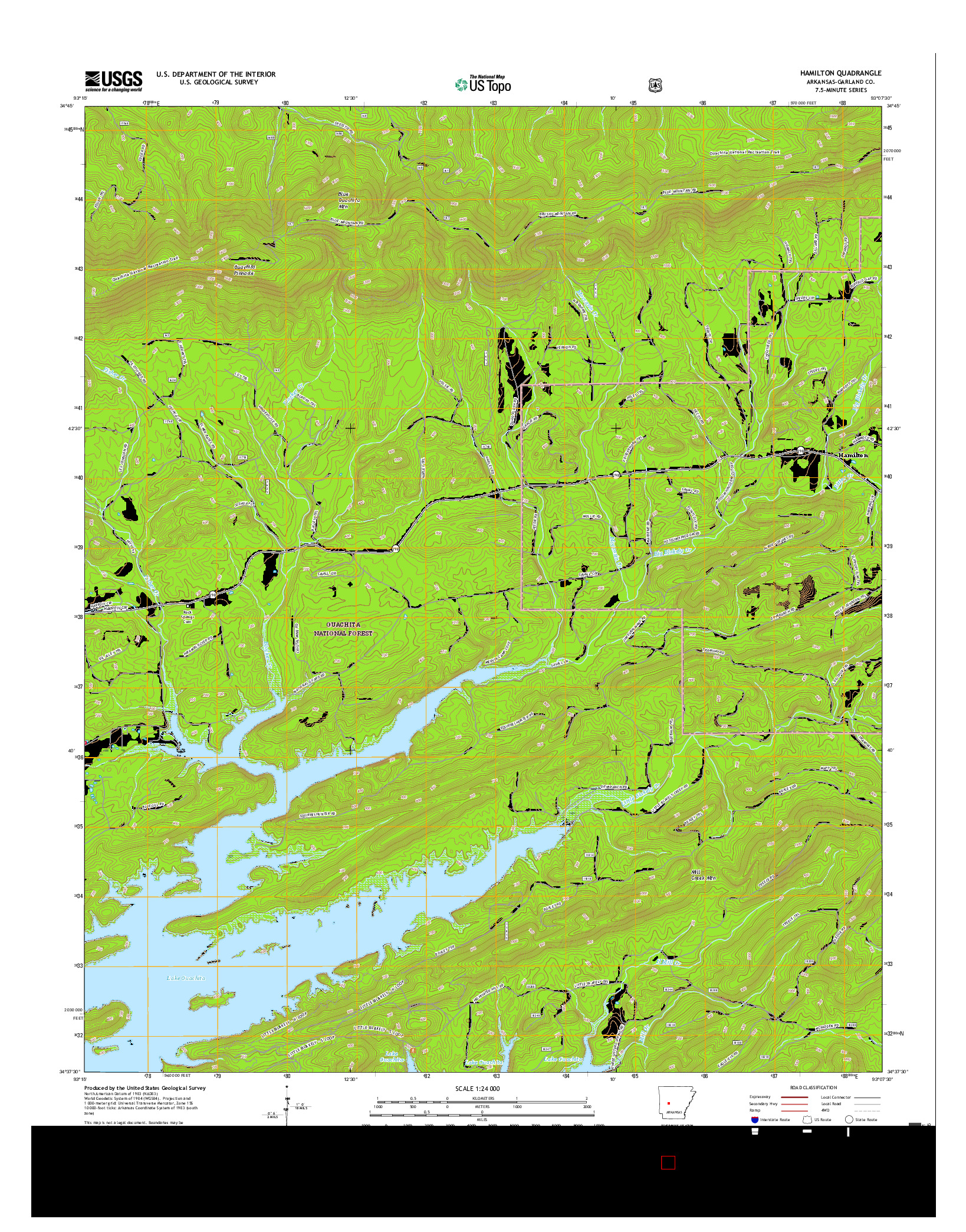 USGS US TOPO 7.5-MINUTE MAP FOR HAMILTON, AR 2017