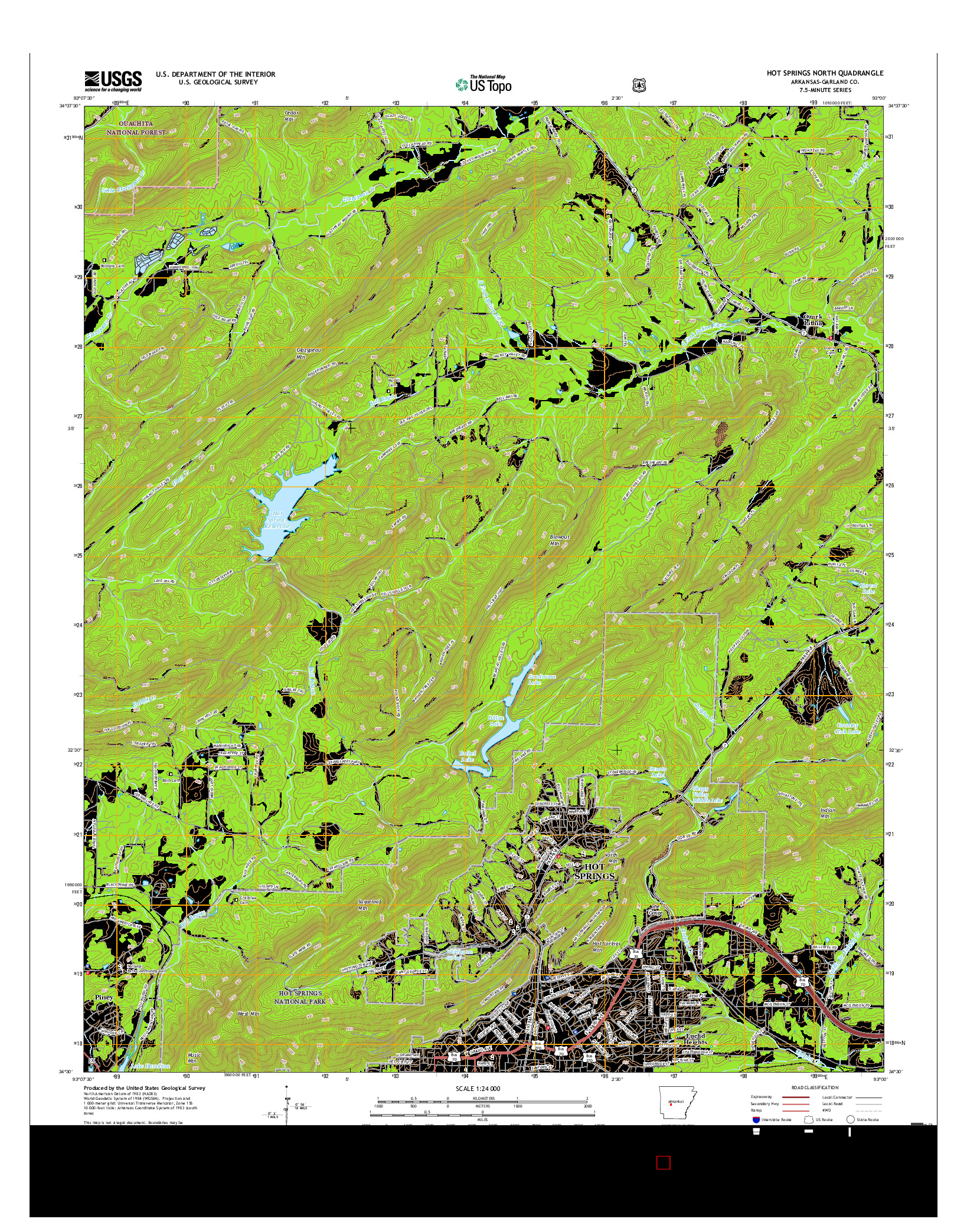 USGS US TOPO 7.5-MINUTE MAP FOR HOT SPRINGS NORTH, AR 2017