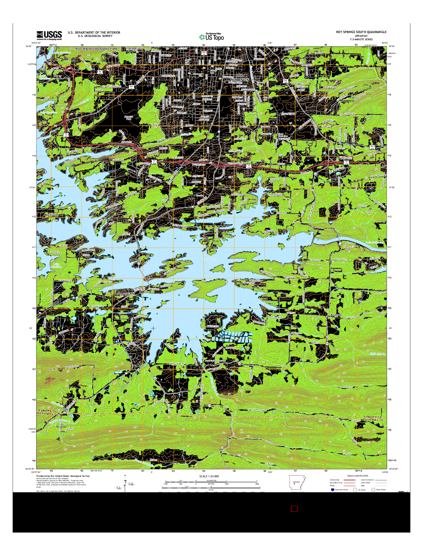 USGS US TOPO 7.5-MINUTE MAP FOR HOT SPRINGS SOUTH, AR 2017