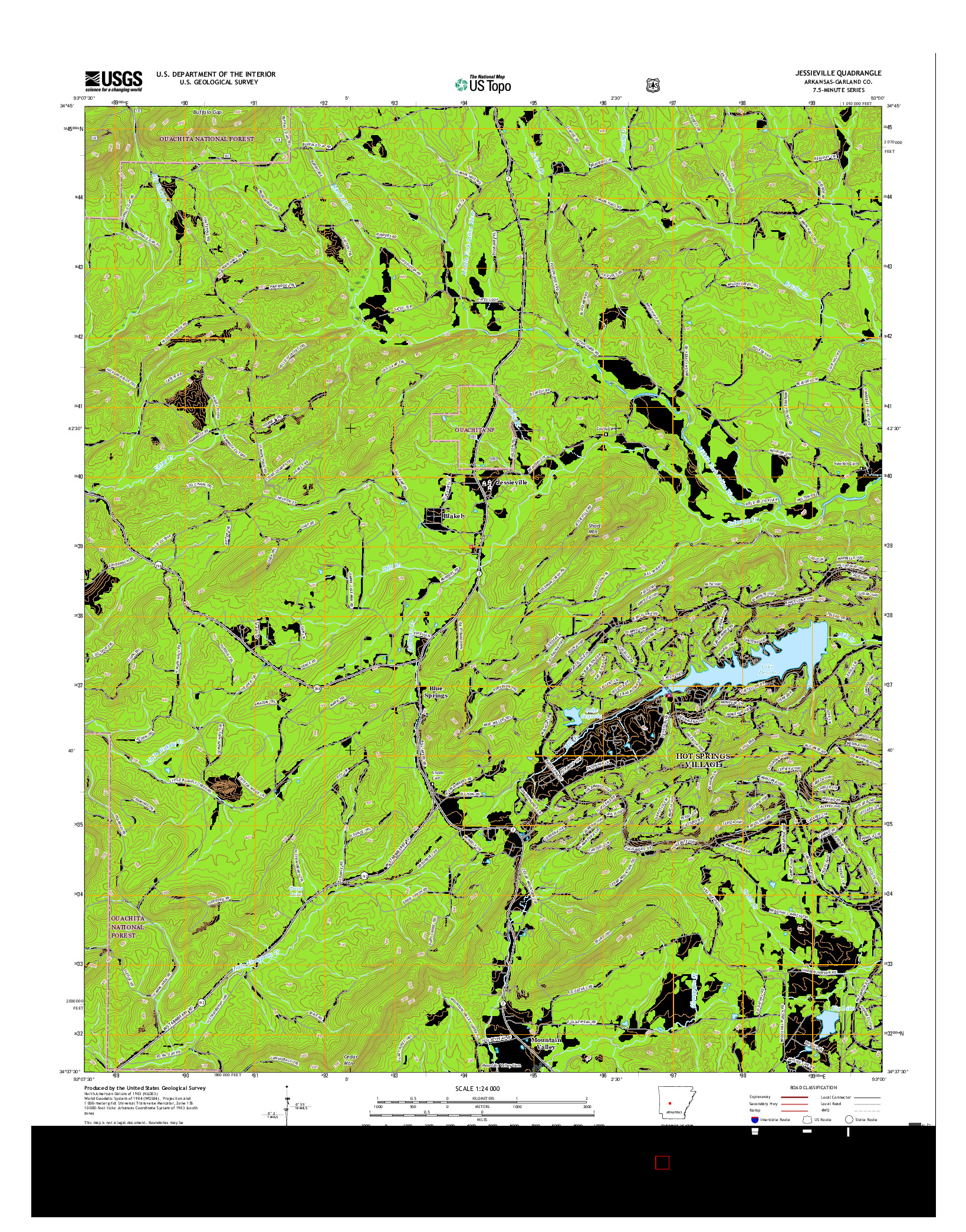 USGS US TOPO 7.5-MINUTE MAP FOR JESSIEVILLE, AR 2017