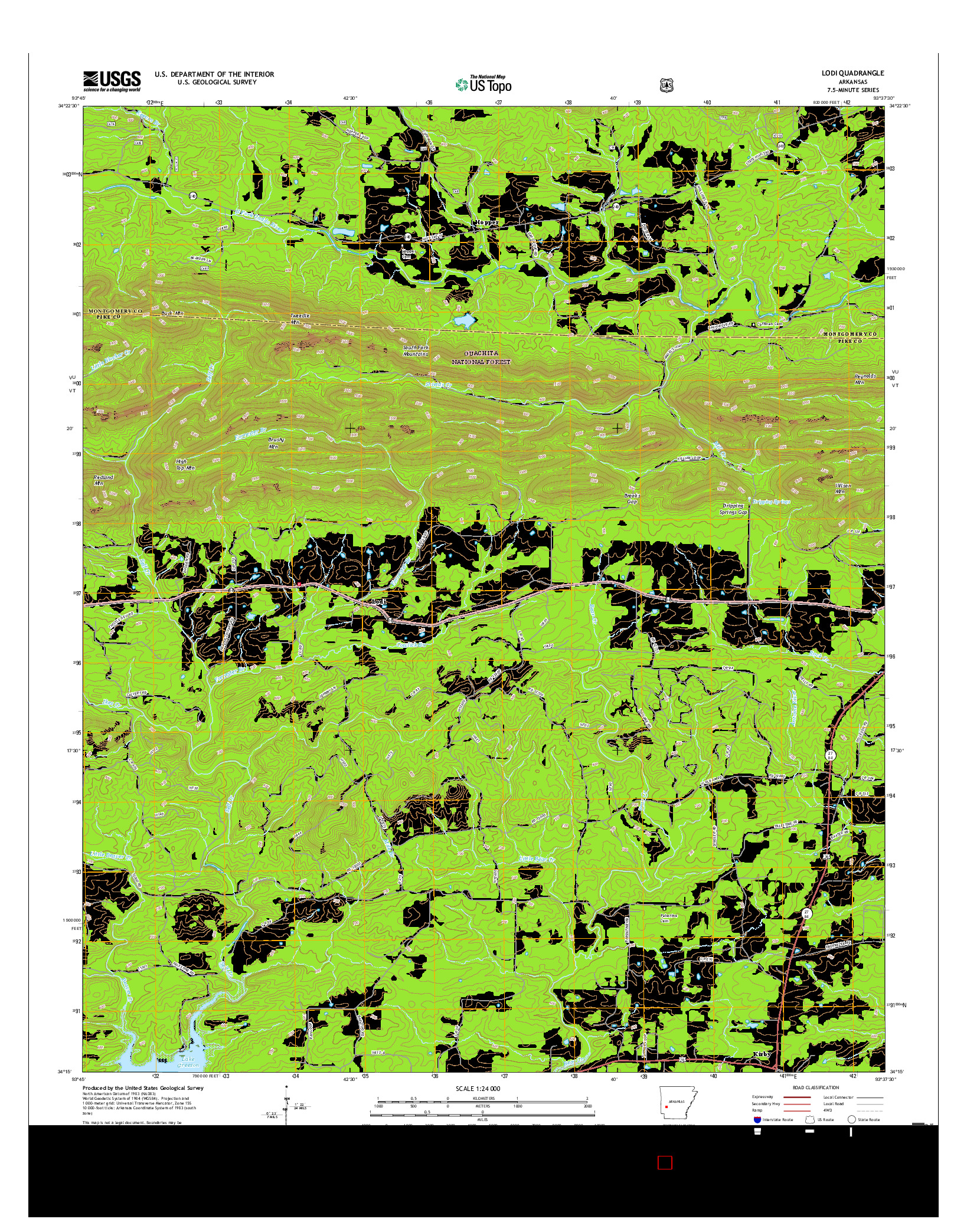 USGS US TOPO 7.5-MINUTE MAP FOR LODI, AR 2017