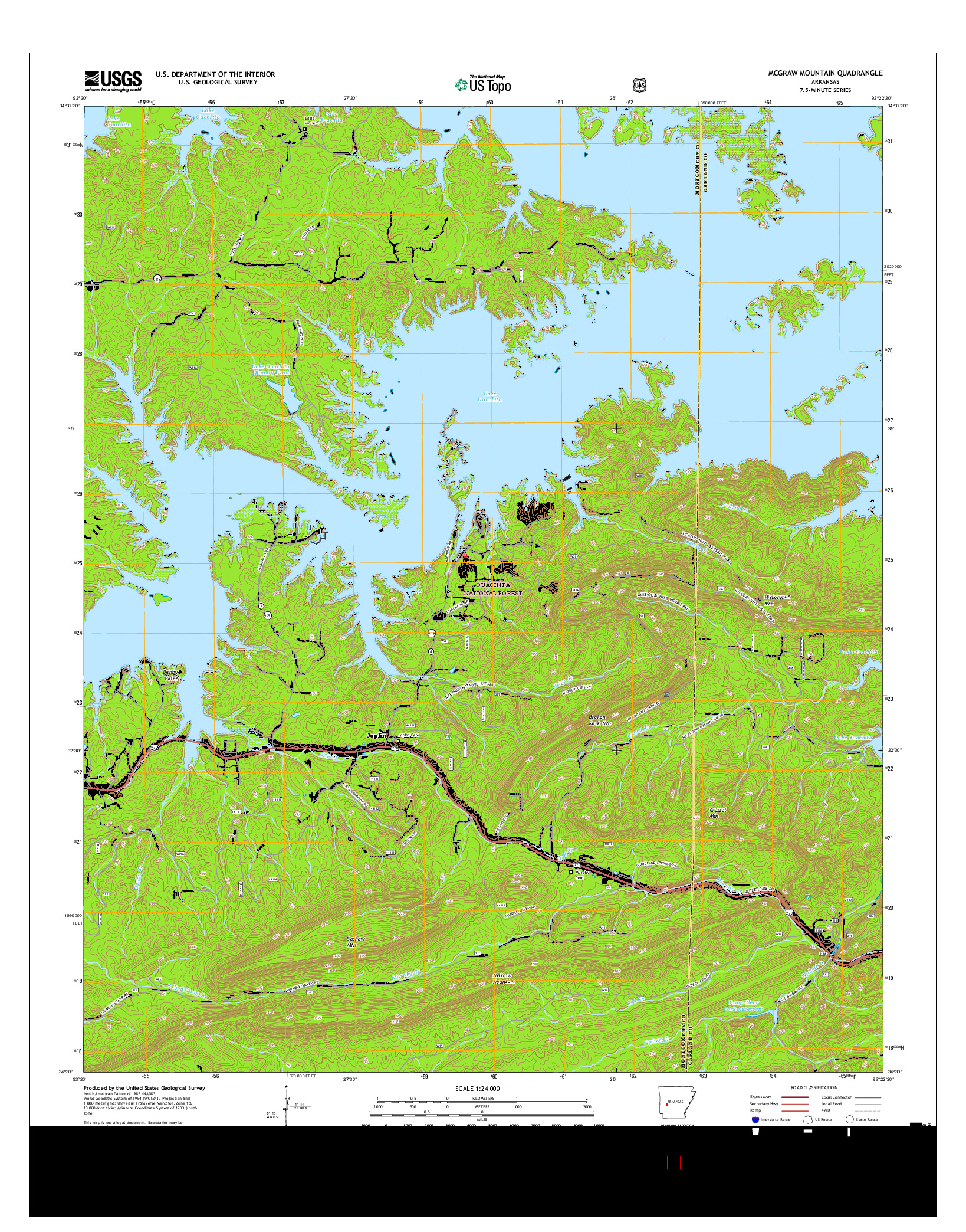 USGS US TOPO 7.5-MINUTE MAP FOR MCGRAW MOUNTAIN, AR 2017