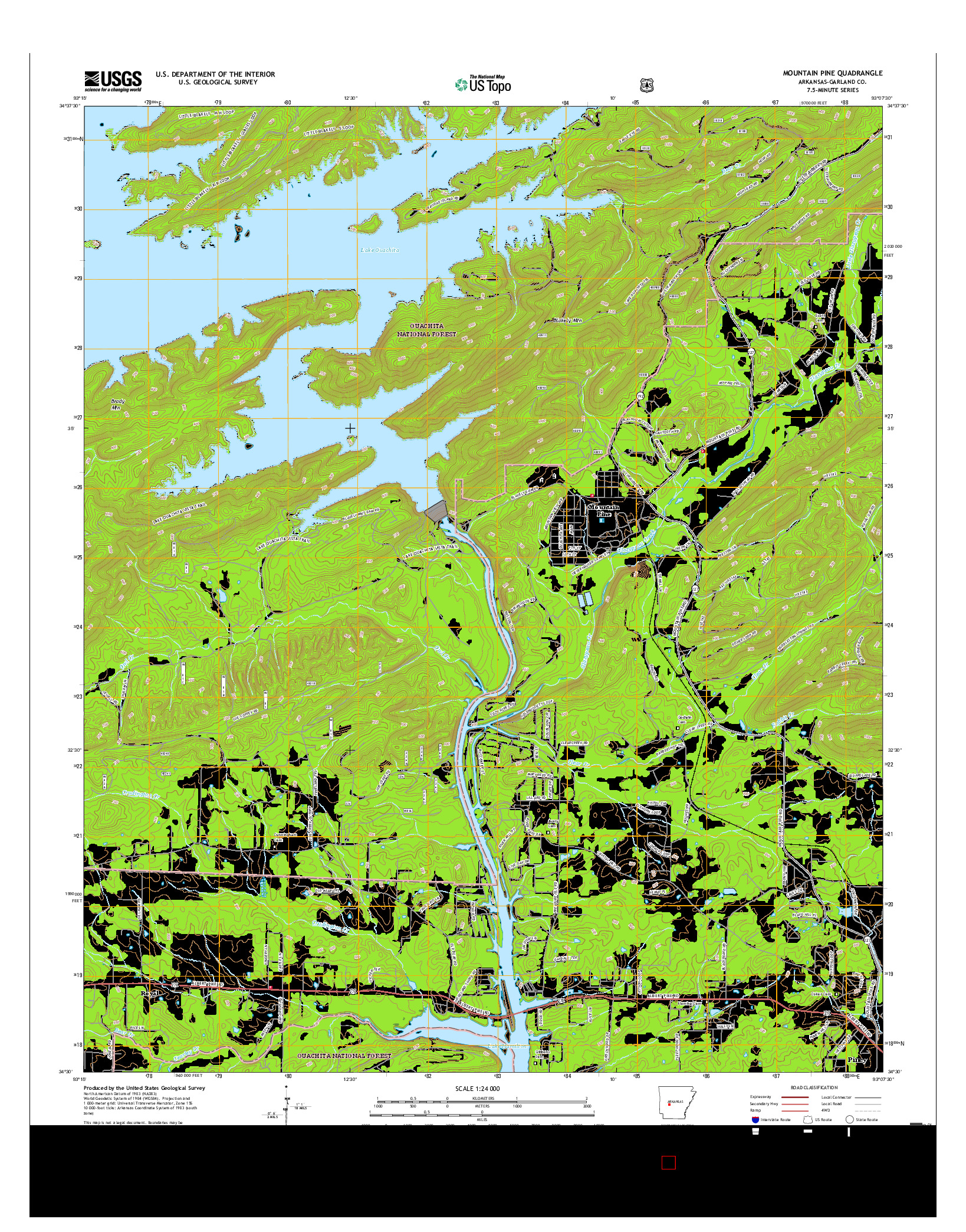 USGS US TOPO 7.5-MINUTE MAP FOR MOUNTAIN PINE, AR 2017