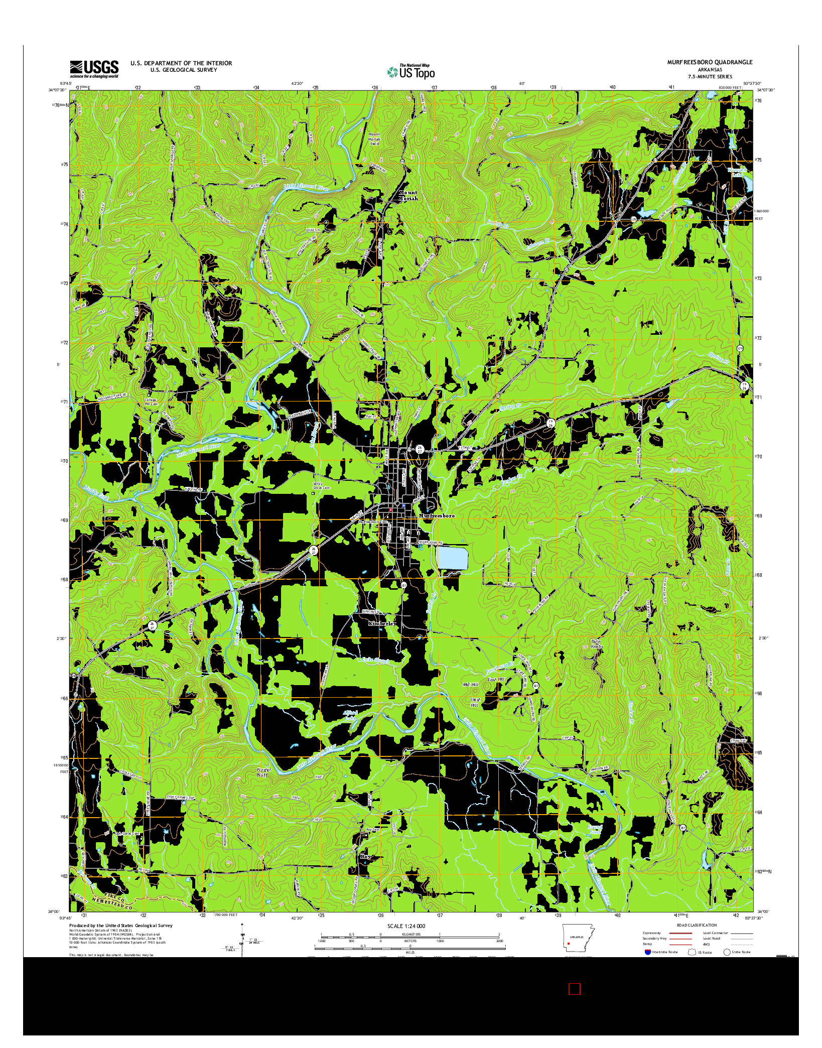 USGS US TOPO 7.5-MINUTE MAP FOR MURFREESBORO, AR 2017