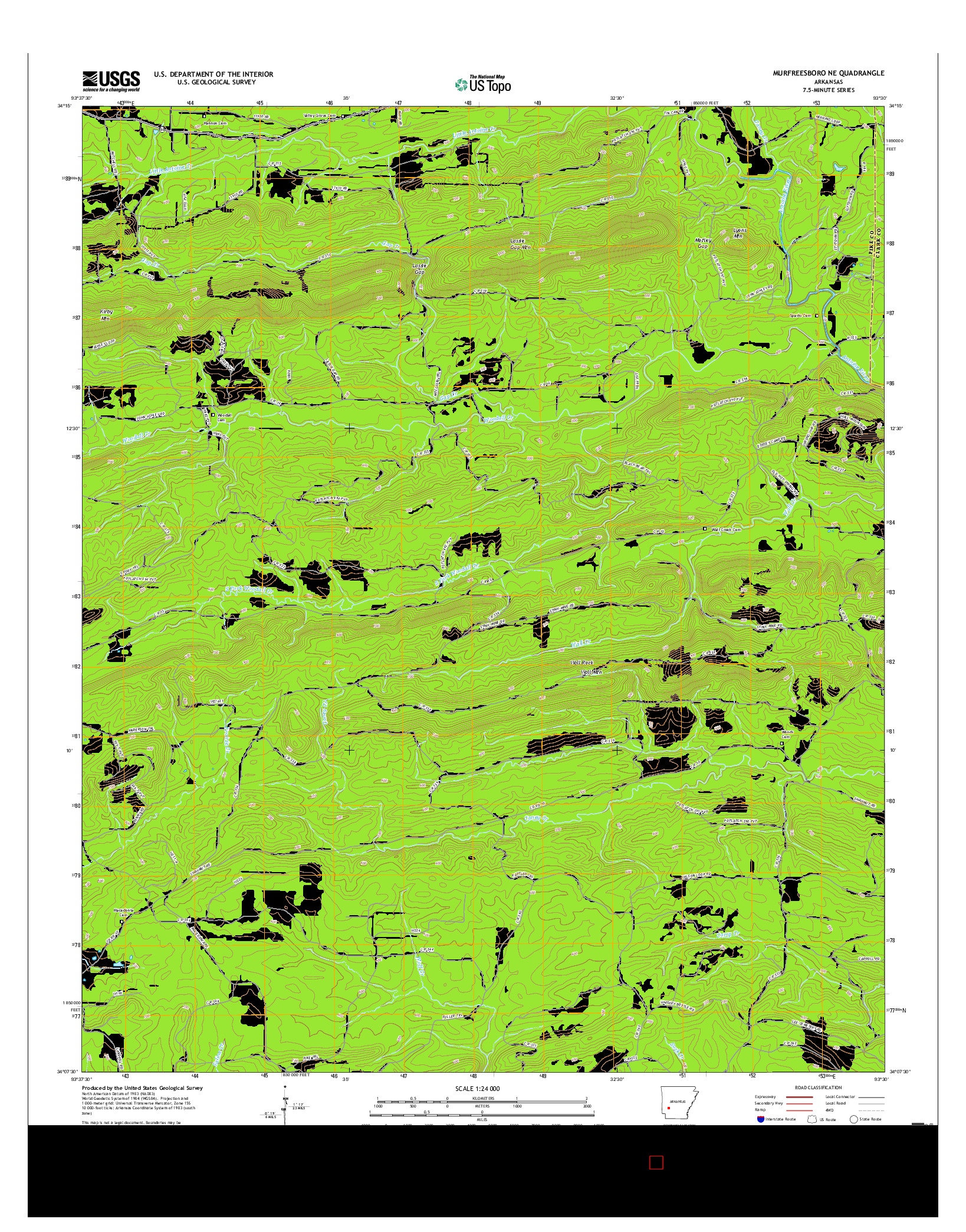 USGS US TOPO 7.5-MINUTE MAP FOR MURFREESBORO NE, AR 2017