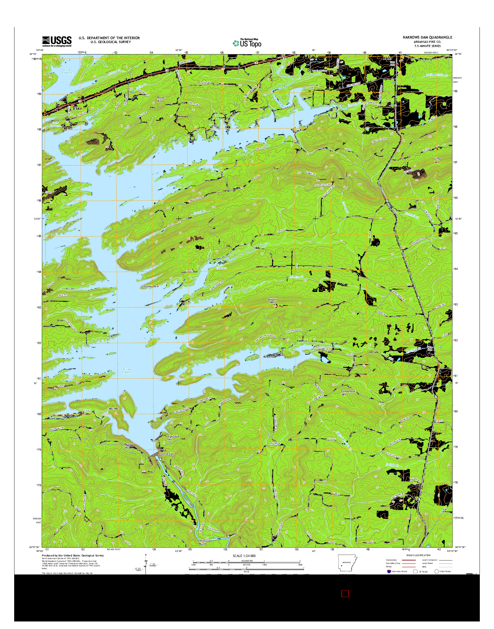 USGS US TOPO 7.5-MINUTE MAP FOR NARROWS DAM, AR 2017