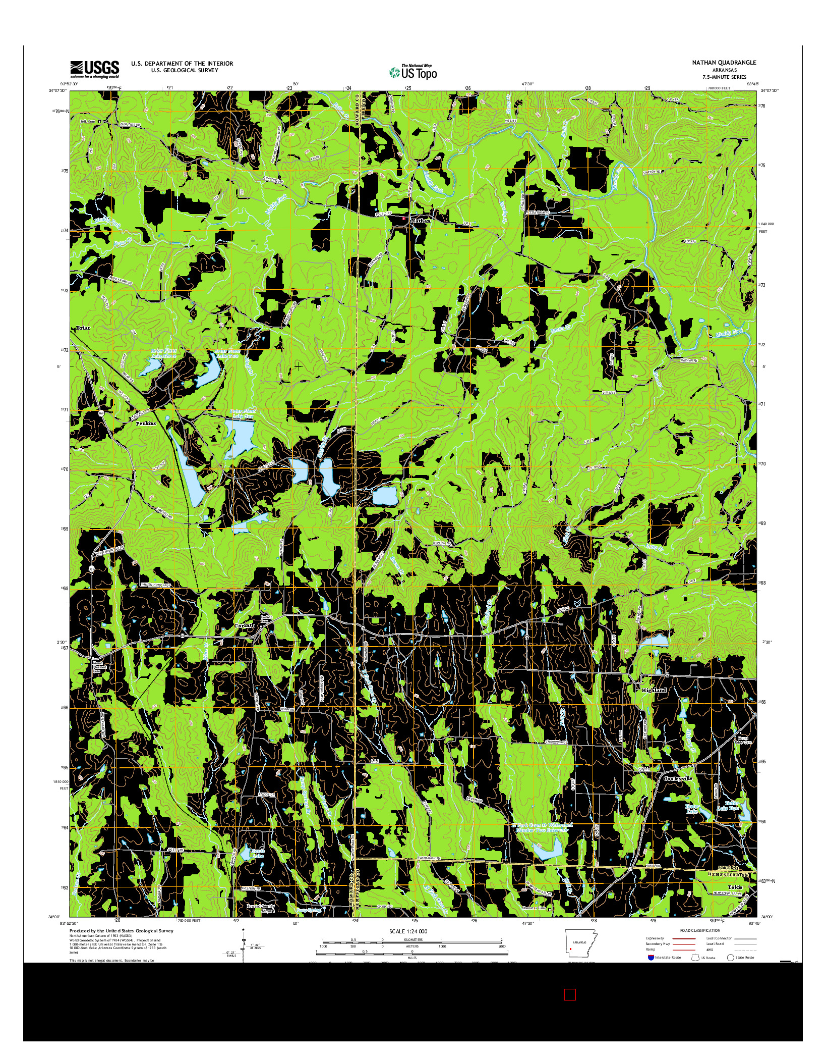 USGS US TOPO 7.5-MINUTE MAP FOR NATHAN, AR 2017