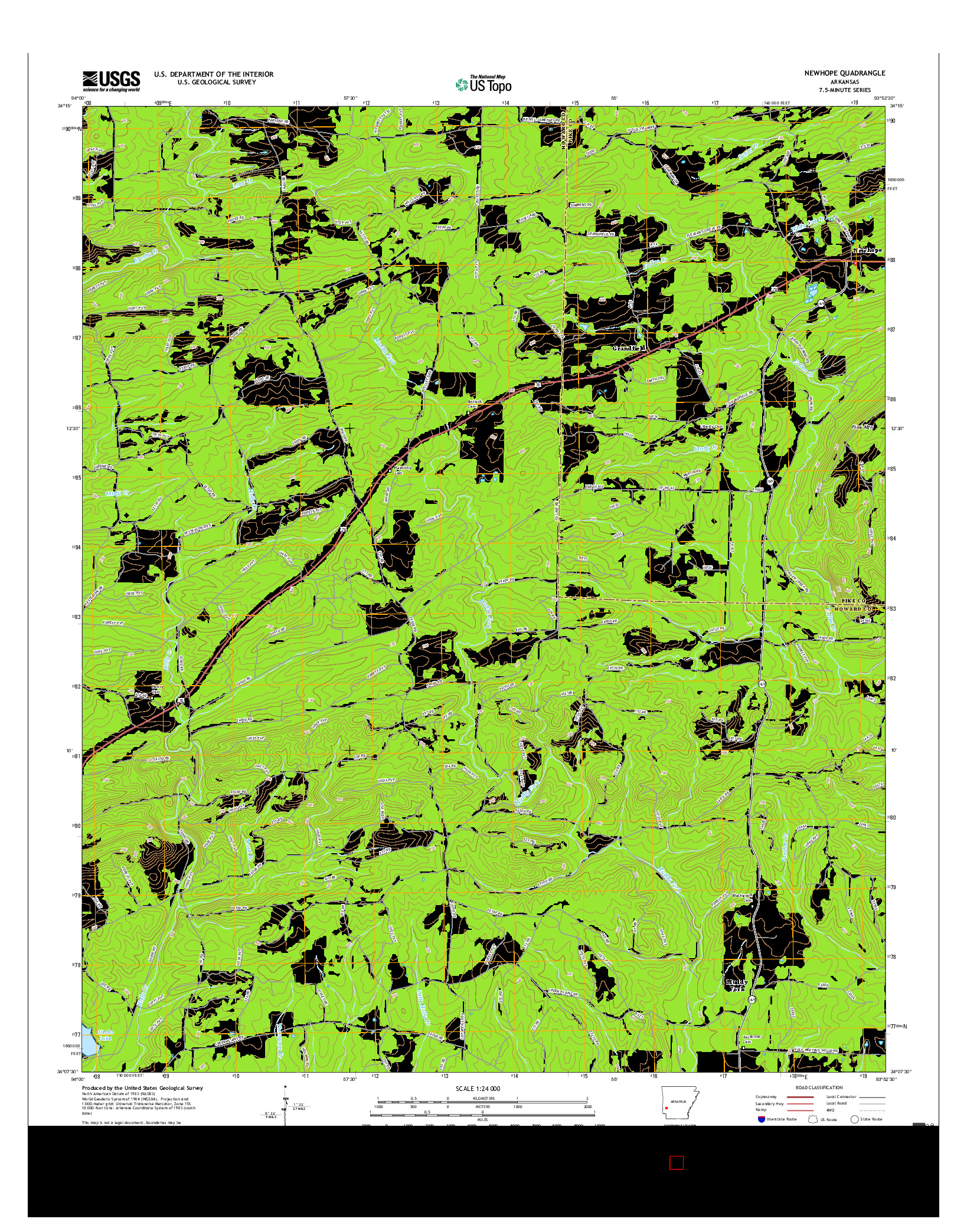 USGS US TOPO 7.5-MINUTE MAP FOR NEWHOPE, AR 2017