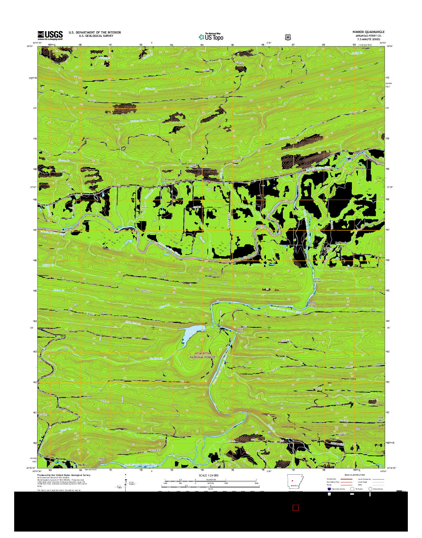 USGS US TOPO 7.5-MINUTE MAP FOR NIMROD, AR 2017