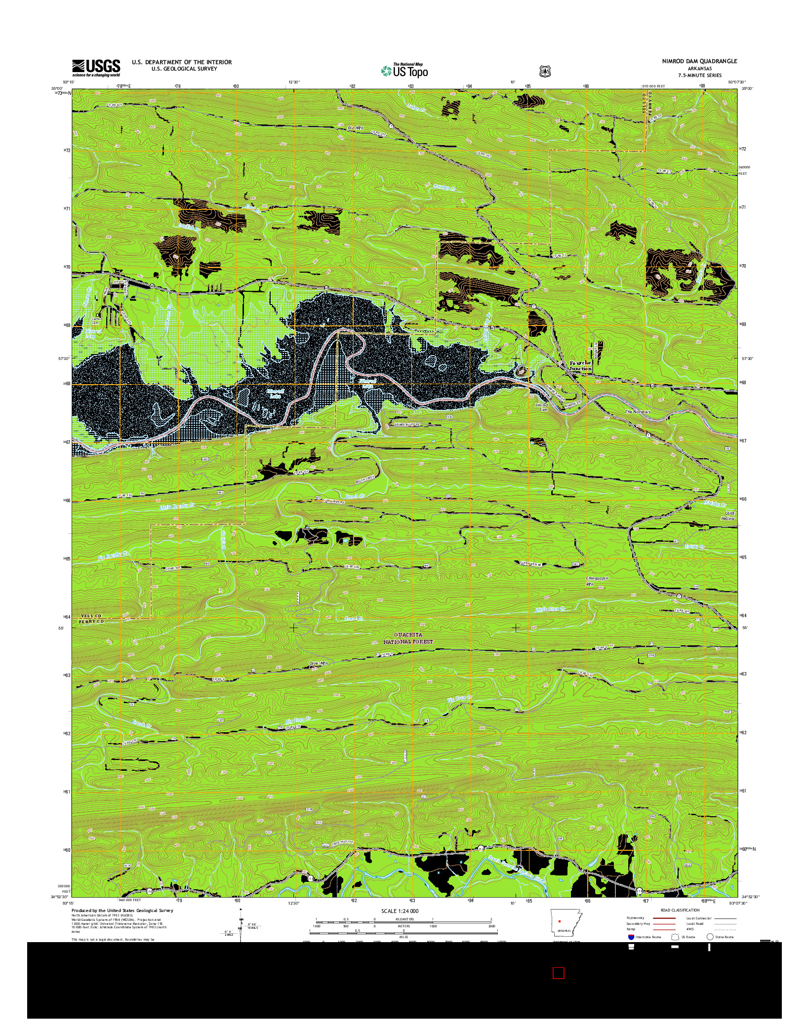 USGS US TOPO 7.5-MINUTE MAP FOR NIMROD DAM, AR 2017