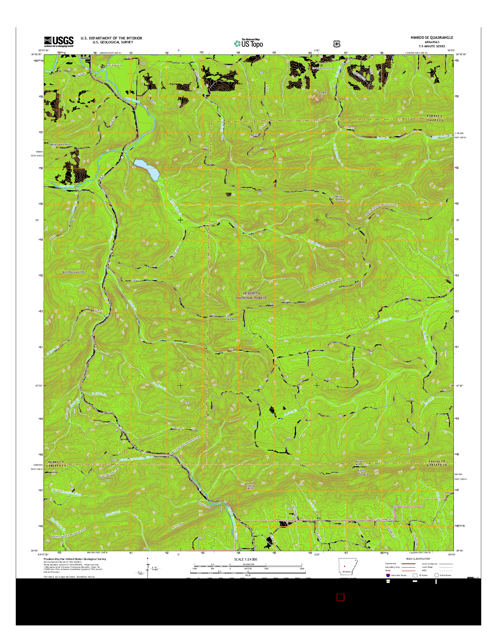 USGS US TOPO 7.5-MINUTE MAP FOR NIMROD SE, AR 2017
