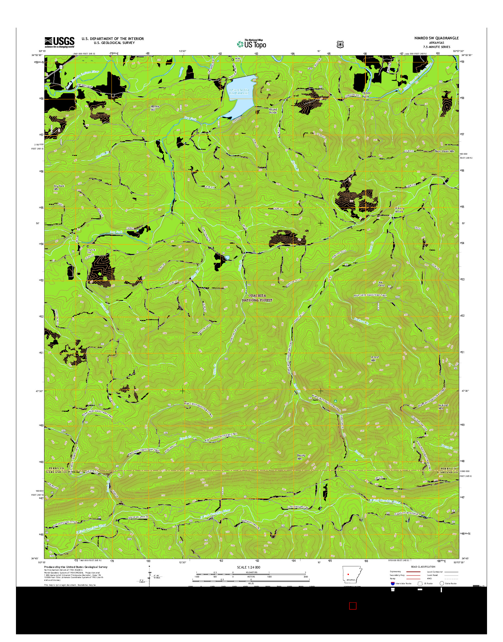 USGS US TOPO 7.5-MINUTE MAP FOR NIMROD SW, AR 2017