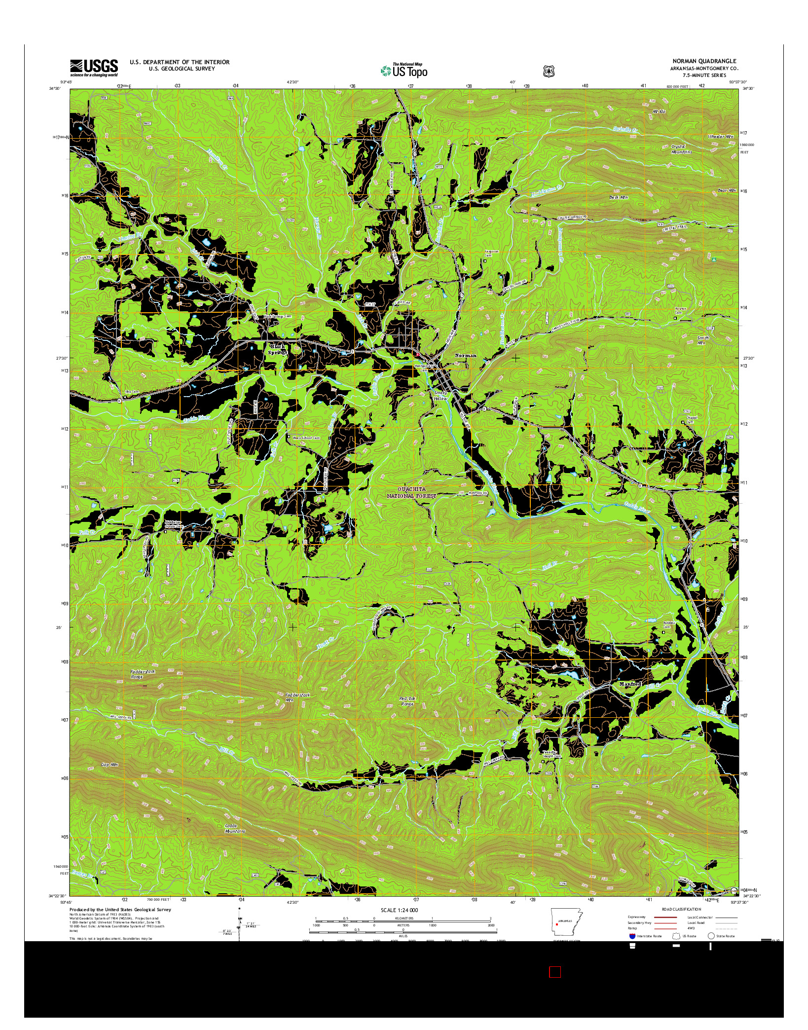 USGS US TOPO 7.5-MINUTE MAP FOR NORMAN, AR 2017