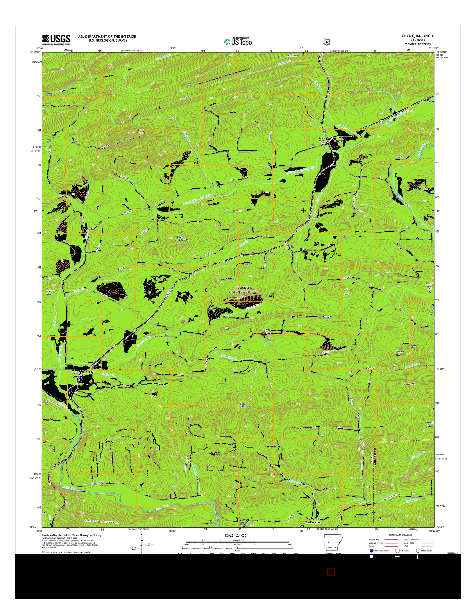 USGS US TOPO 7.5-MINUTE MAP FOR ONYX, AR 2017