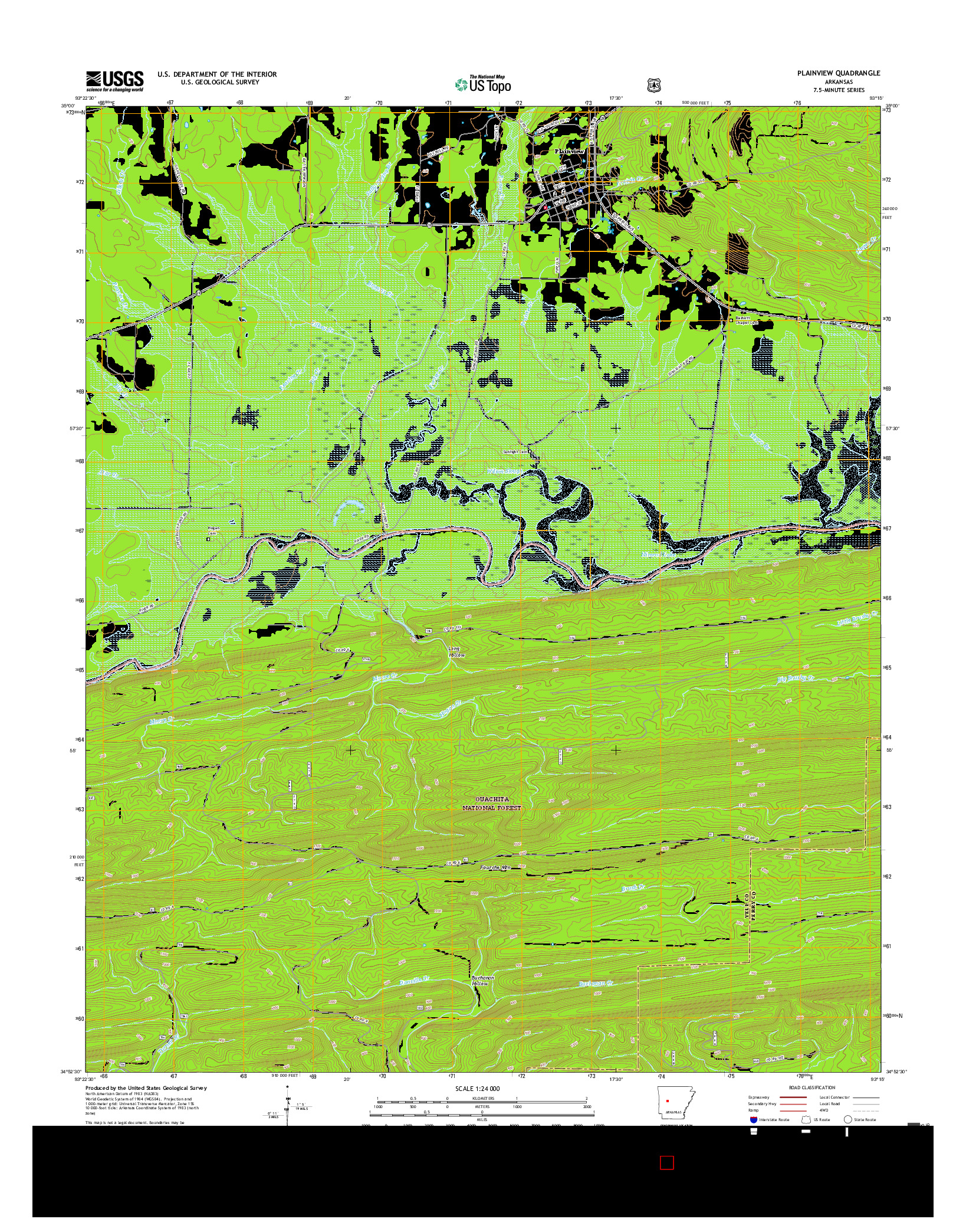 USGS US TOPO 7.5-MINUTE MAP FOR PLAINVIEW, AR 2017