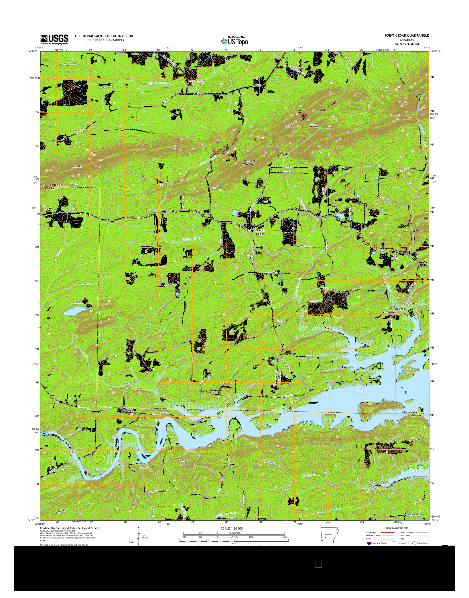 USGS US TOPO 7.5-MINUTE MAP FOR POINT CEDAR, AR 2017
