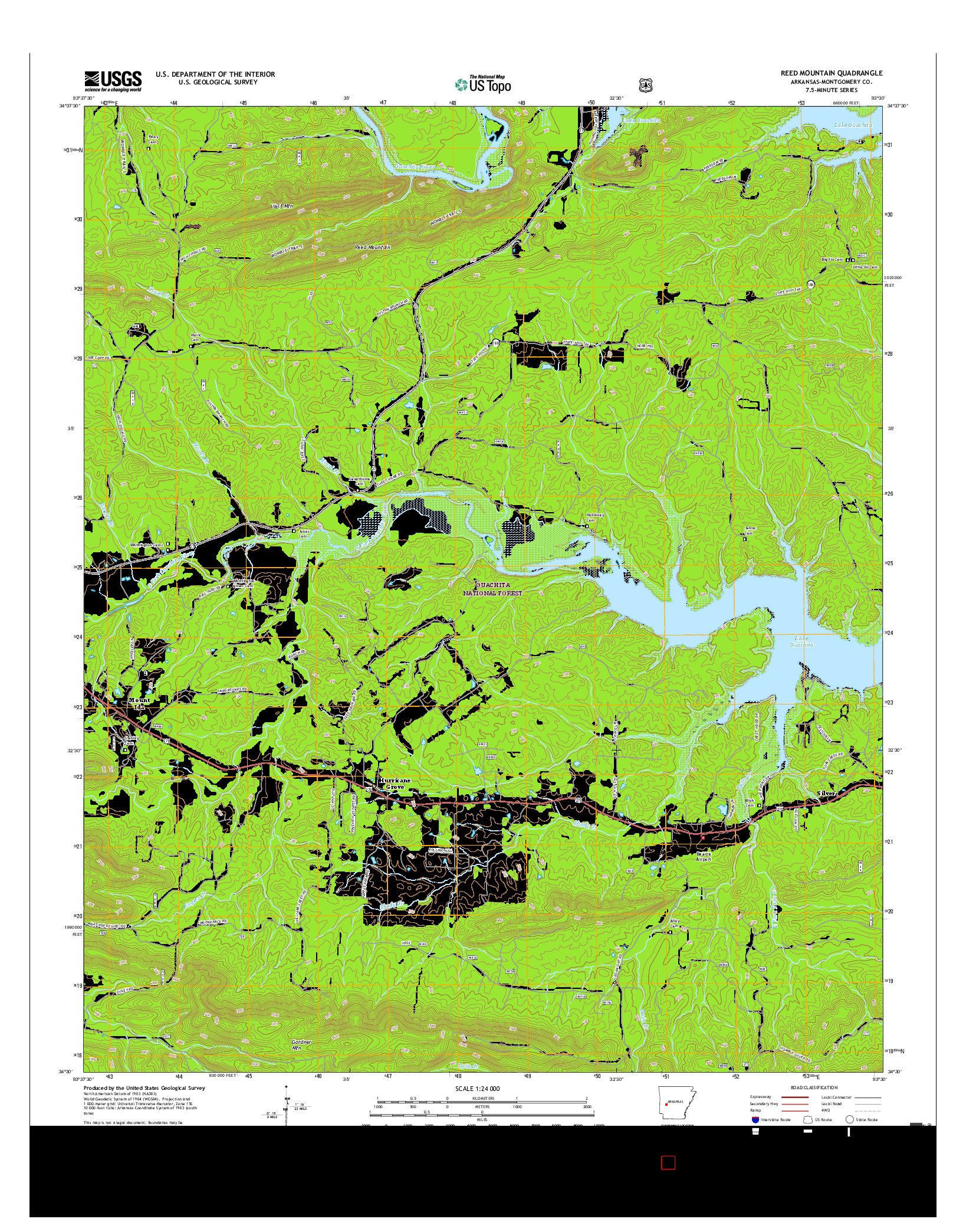 USGS US TOPO 7.5-MINUTE MAP FOR REED MOUNTAIN, AR 2017