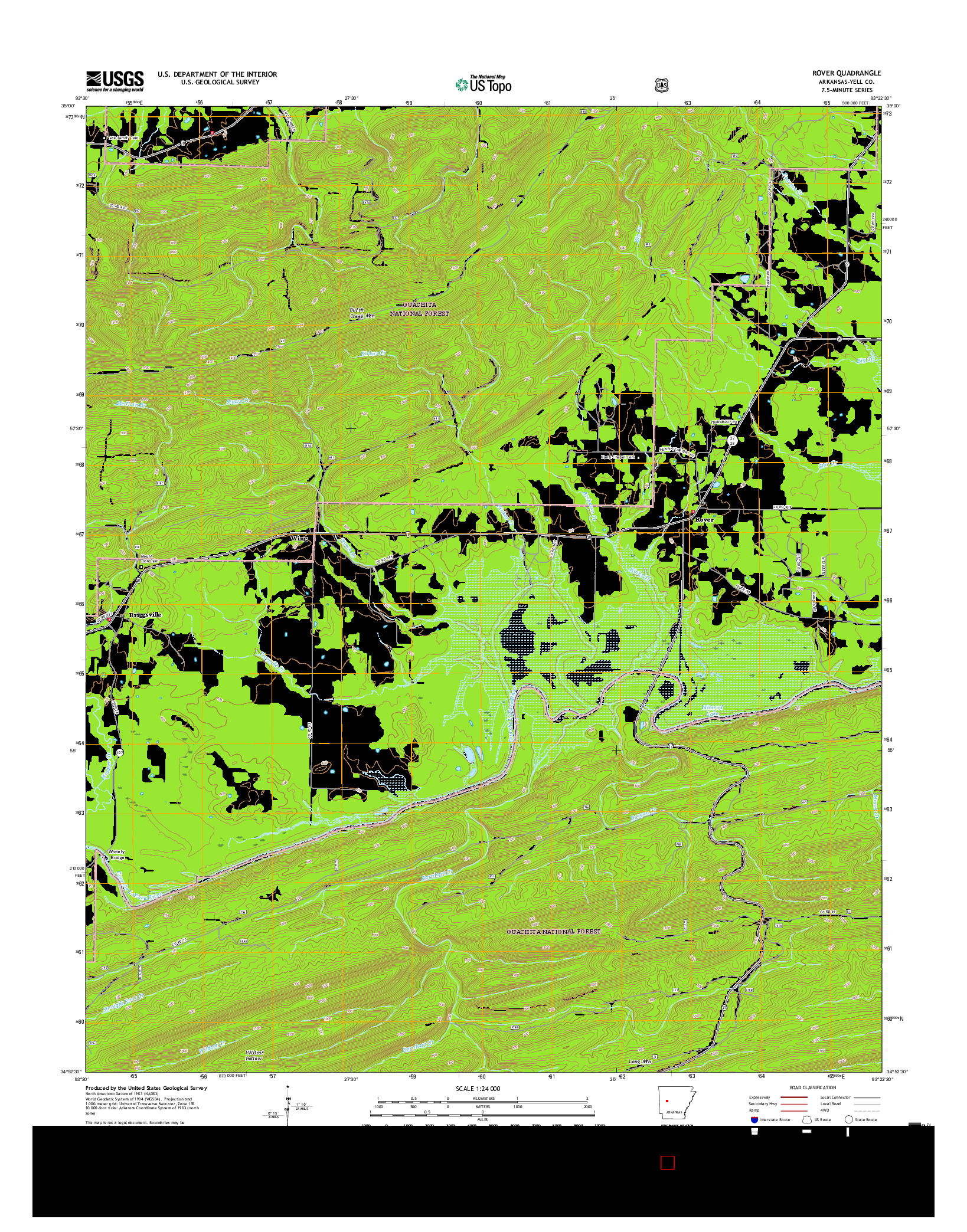 USGS US TOPO 7.5-MINUTE MAP FOR ROVER, AR 2017