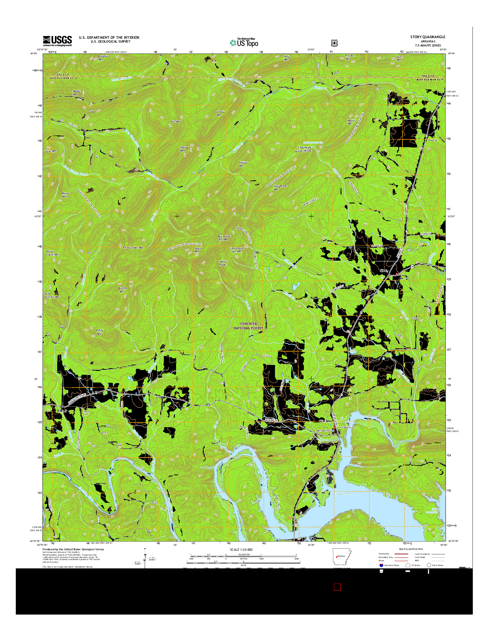 USGS US TOPO 7.5-MINUTE MAP FOR STORY, AR 2017