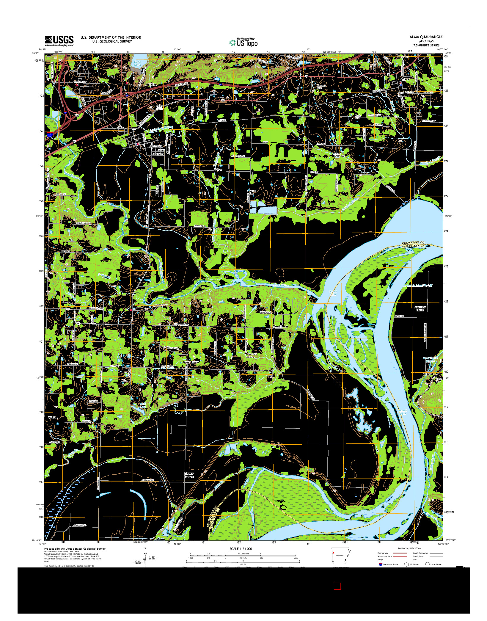 USGS US TOPO 7.5-MINUTE MAP FOR ALMA, AR 2017