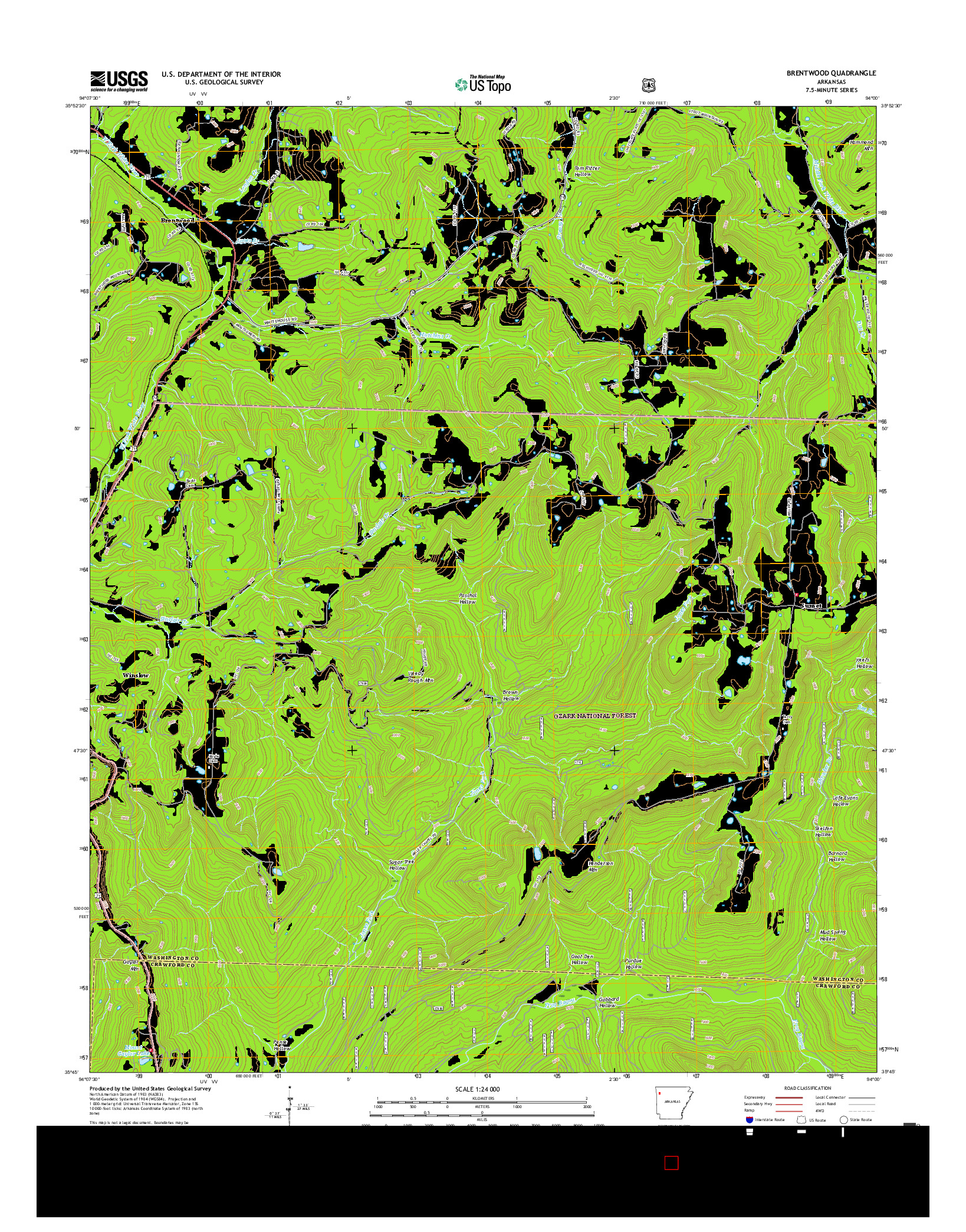 USGS US TOPO 7.5-MINUTE MAP FOR BRENTWOOD, AR 2017