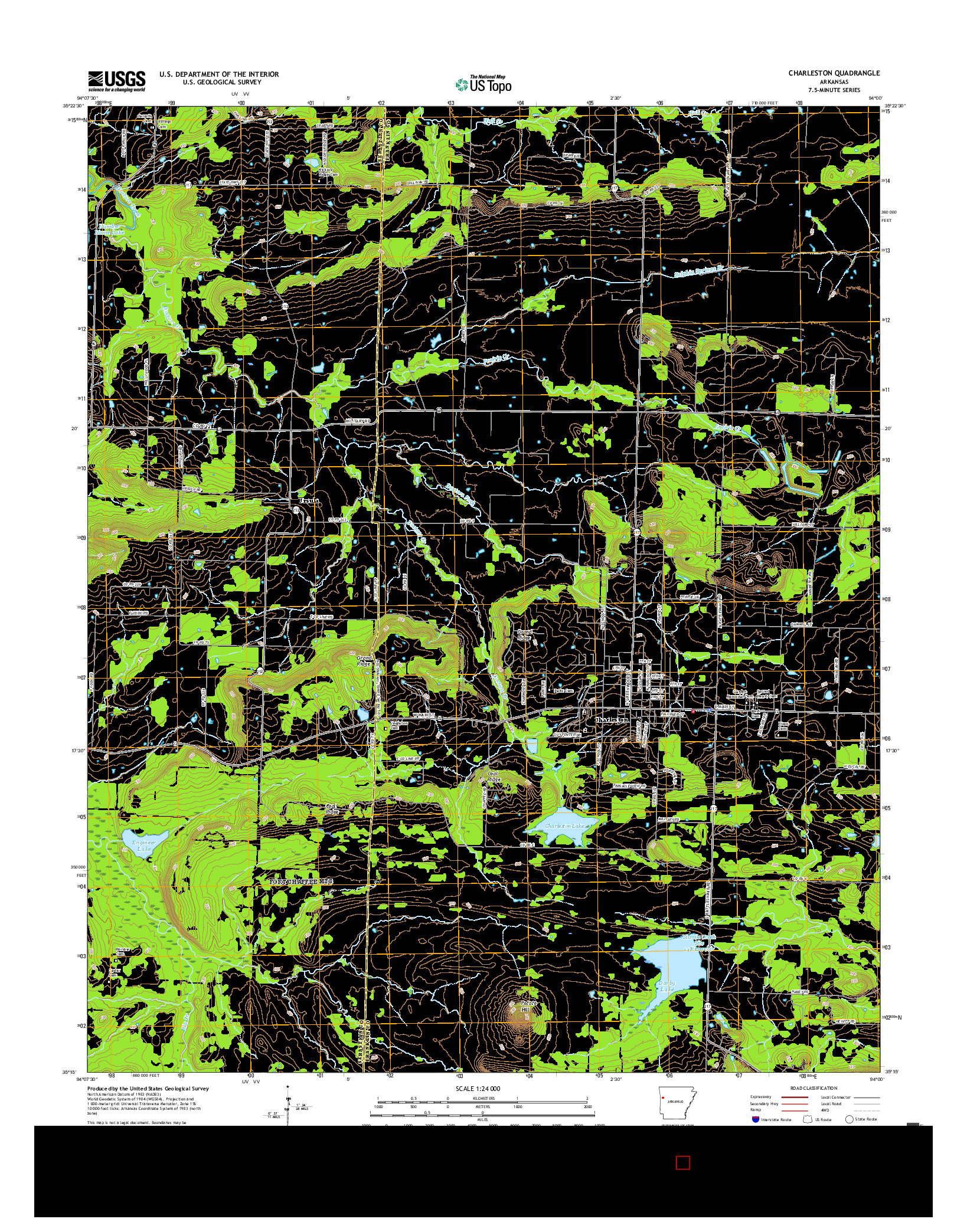 USGS US TOPO 7.5-MINUTE MAP FOR CHARLESTON, AR 2017