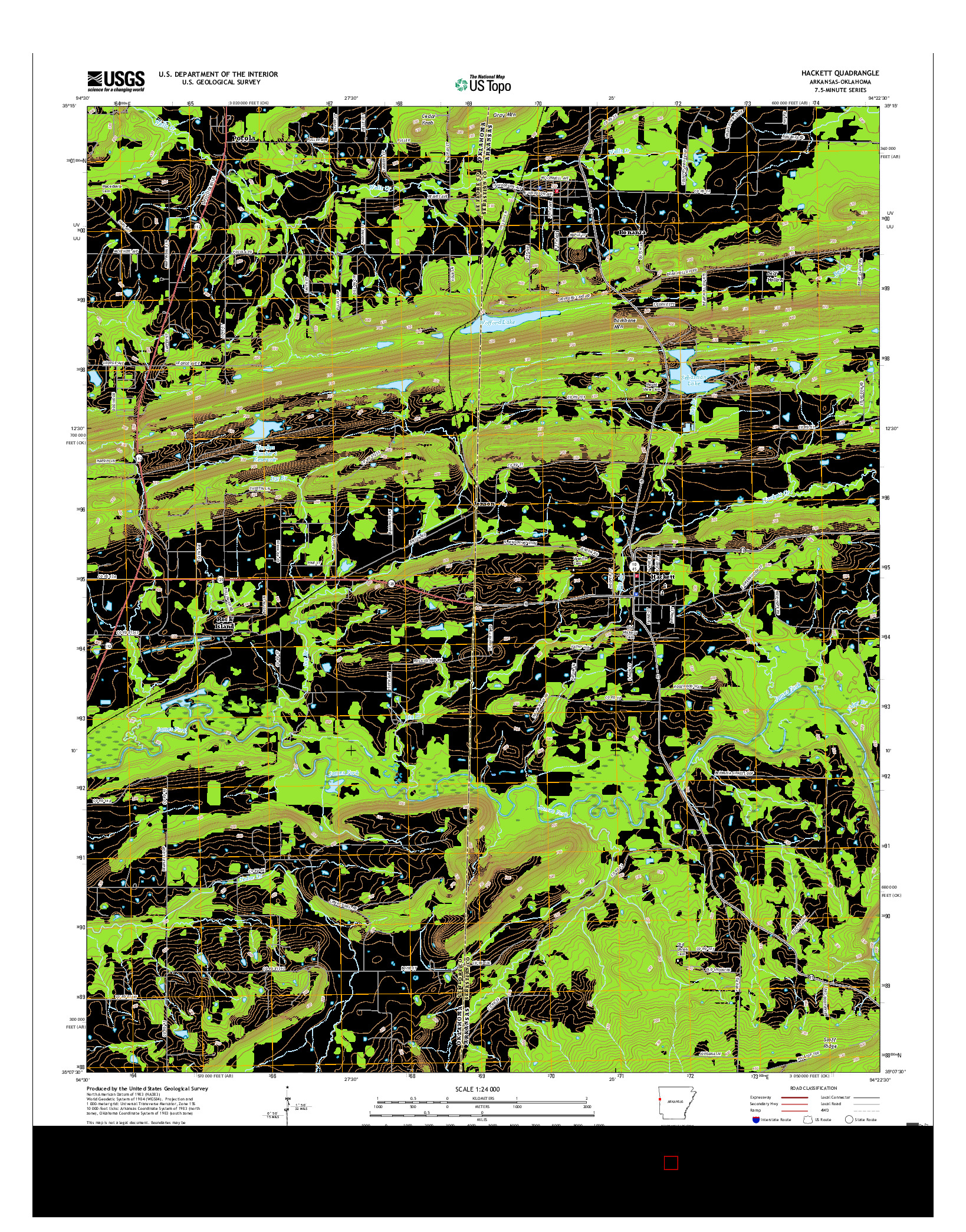 USGS US TOPO 7.5-MINUTE MAP FOR HACKETT, AR-OK 2017