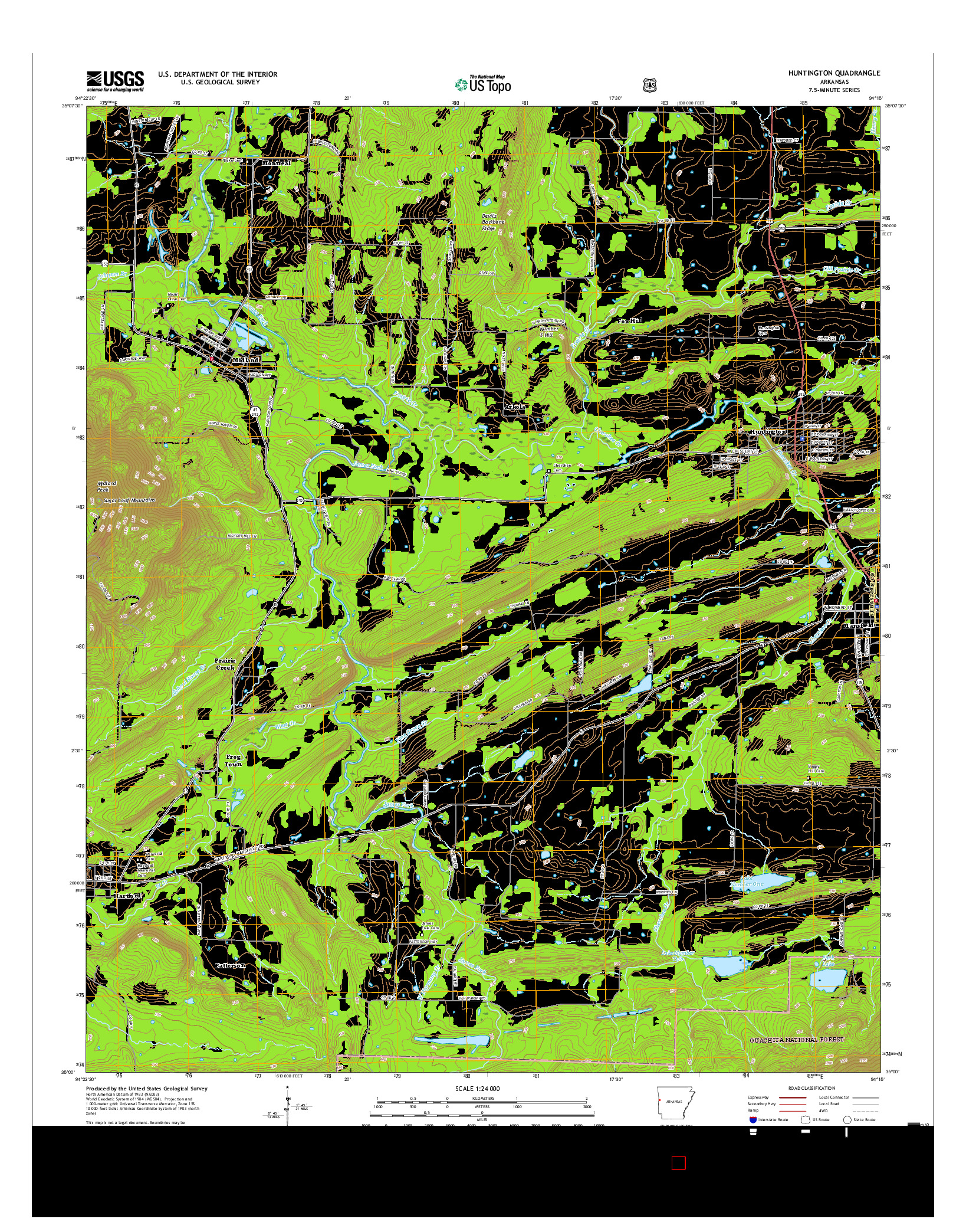 USGS US TOPO 7.5-MINUTE MAP FOR HUNTINGTON, AR 2017