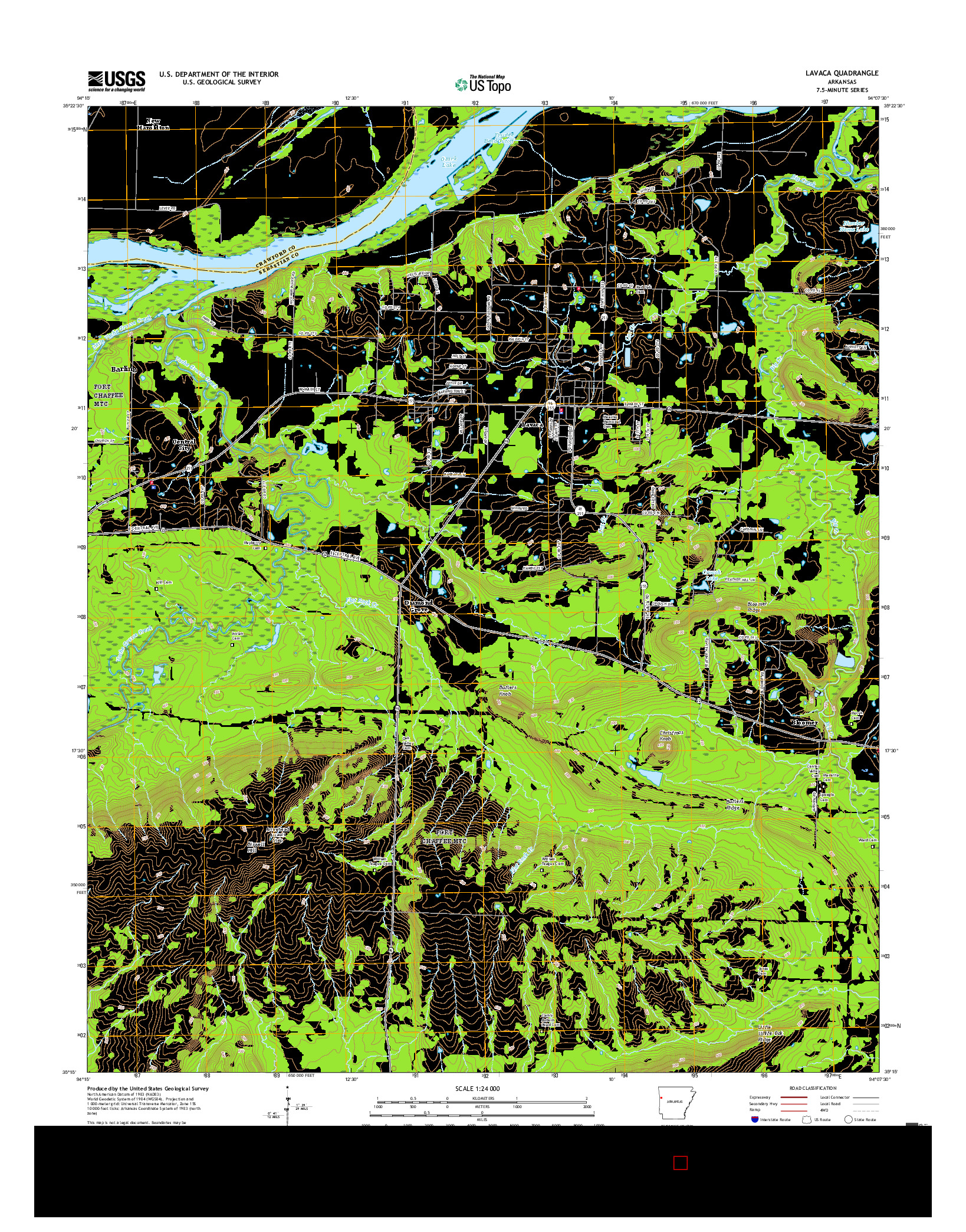 USGS US TOPO 7.5-MINUTE MAP FOR LAVACA, AR 2017