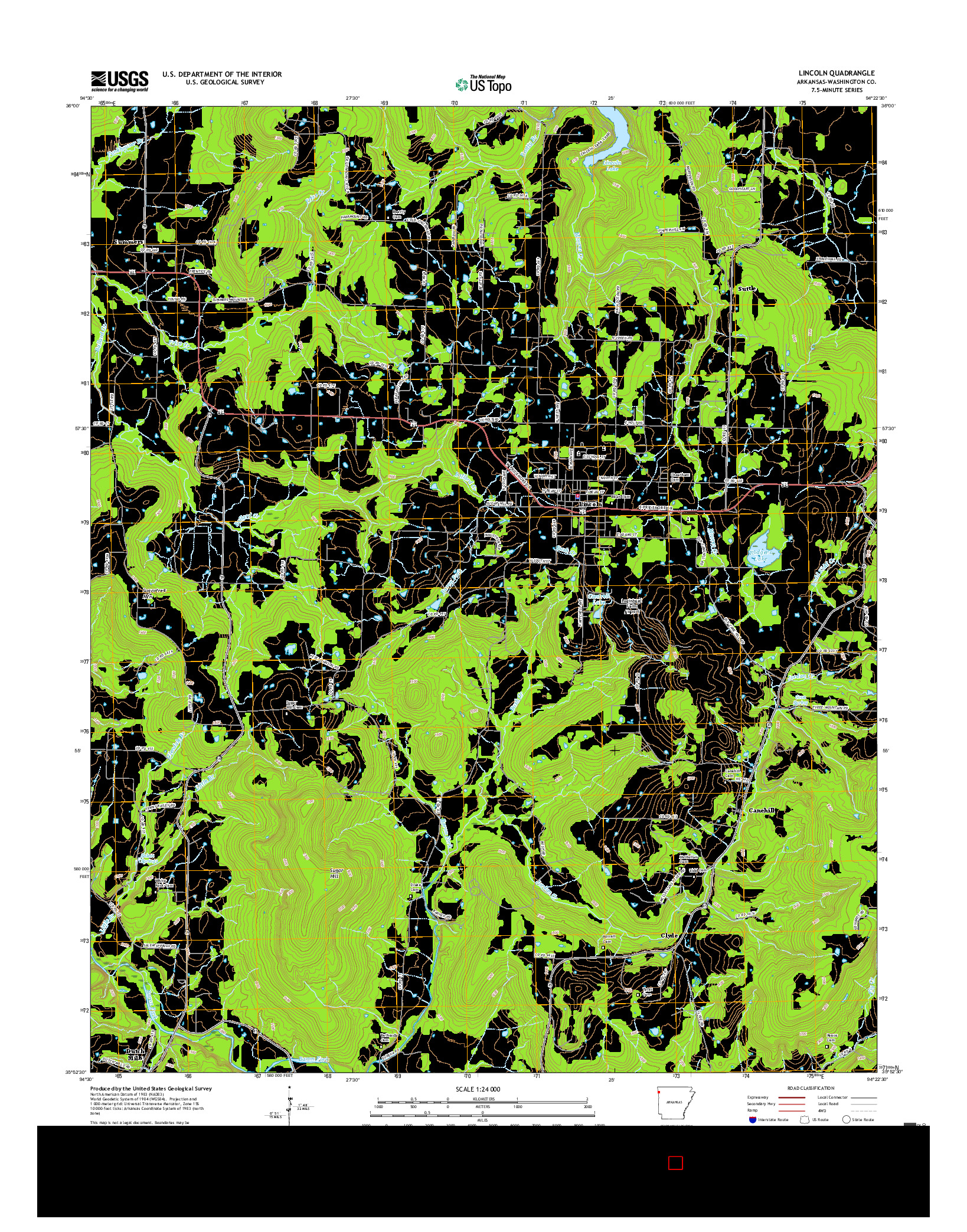 USGS US TOPO 7.5-MINUTE MAP FOR LINCOLN, AR 2017