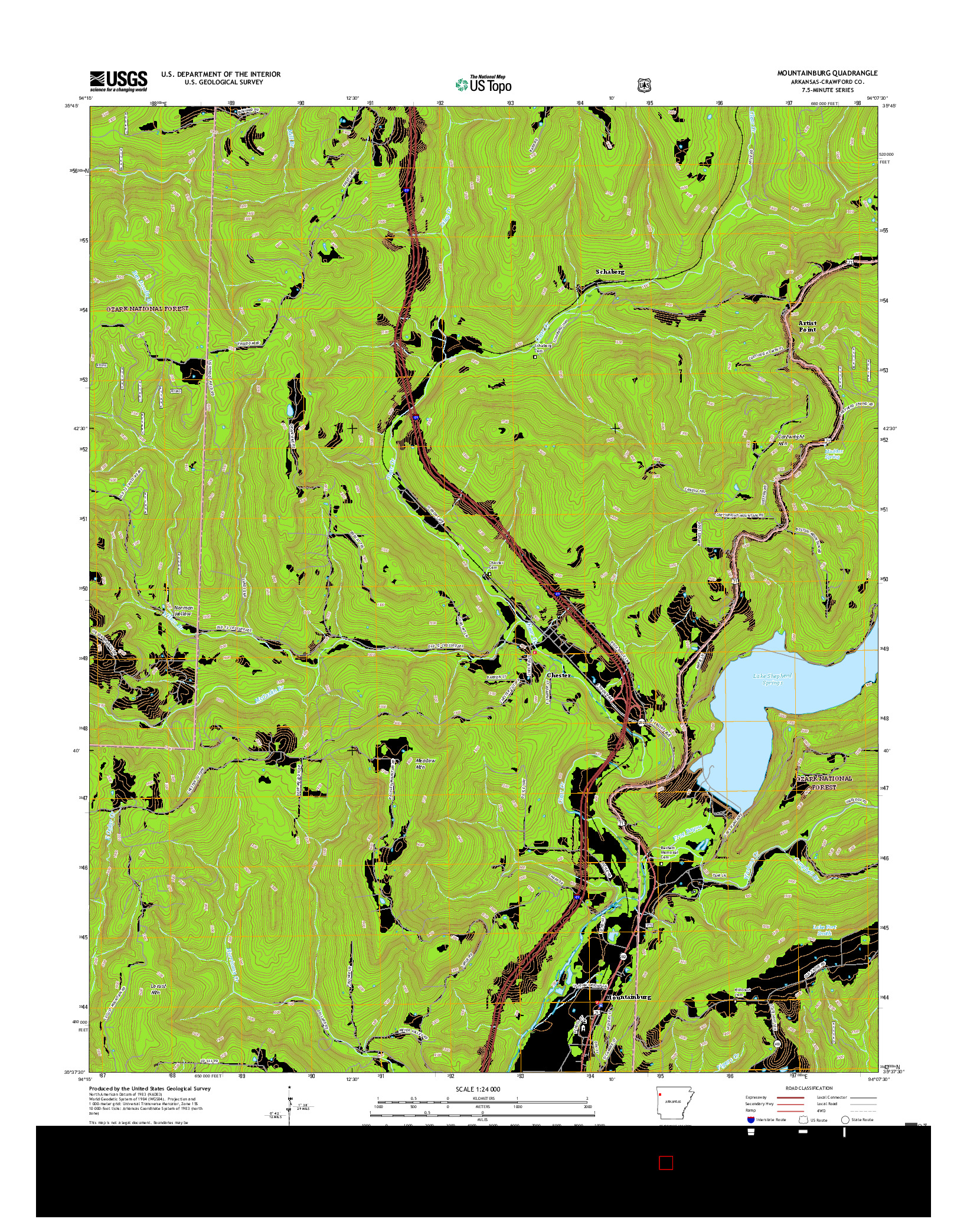 USGS US TOPO 7.5-MINUTE MAP FOR MOUNTAINBURG, AR 2017