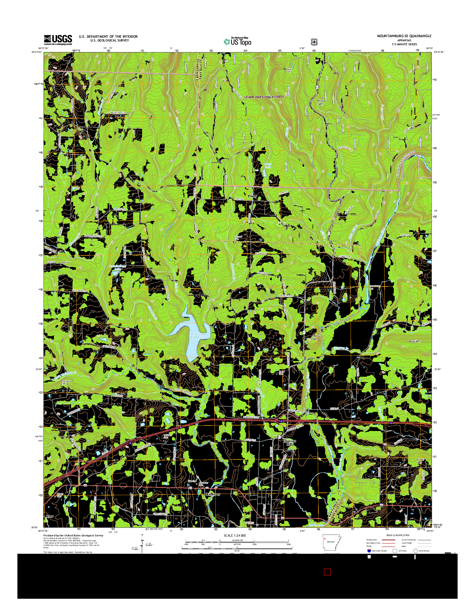 USGS US TOPO 7.5-MINUTE MAP FOR MOUNTAINBURG SE, AR 2017