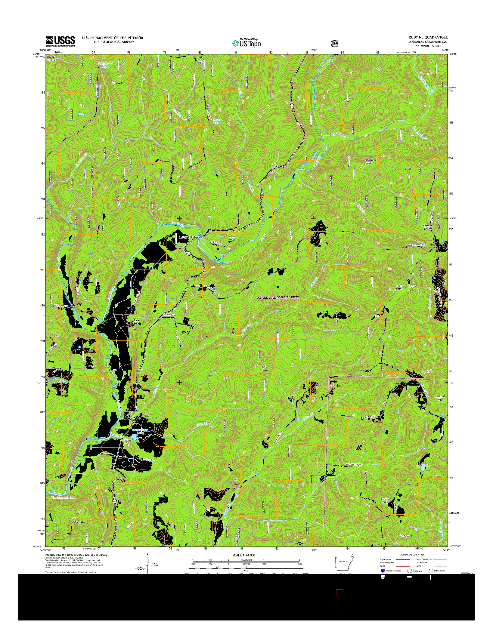 USGS US TOPO 7.5-MINUTE MAP FOR RUDY NE, AR 2017