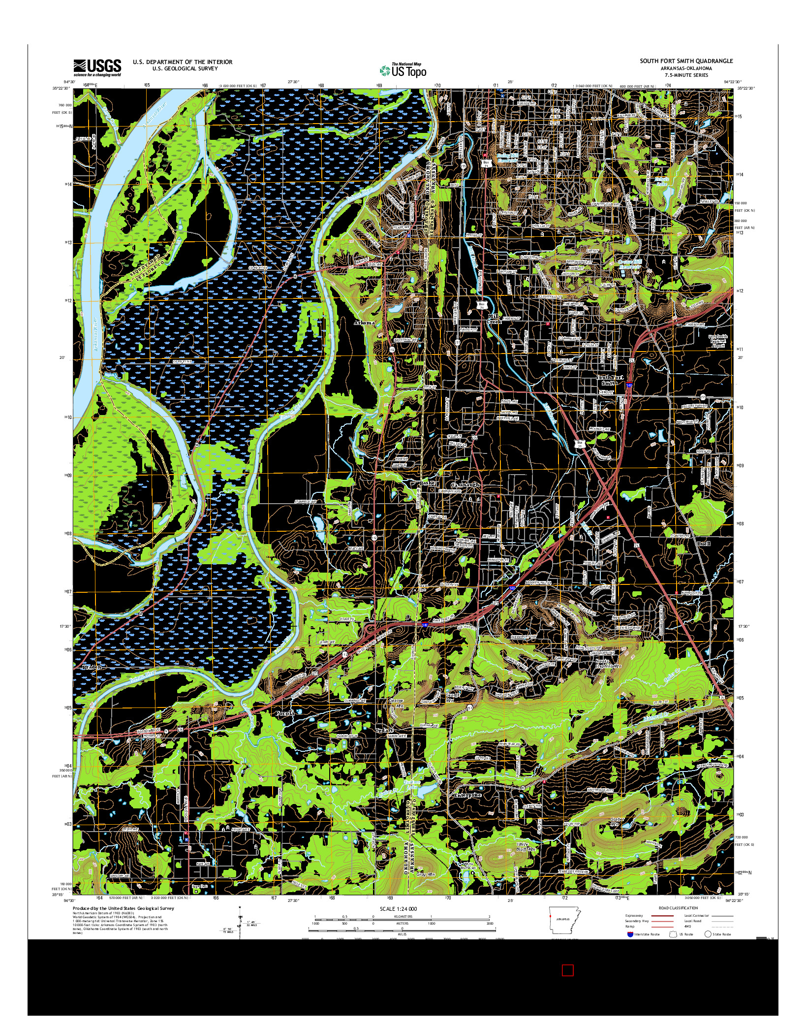 USGS US TOPO 7.5-MINUTE MAP FOR SOUTH FORT SMITH, AR-OK 2017