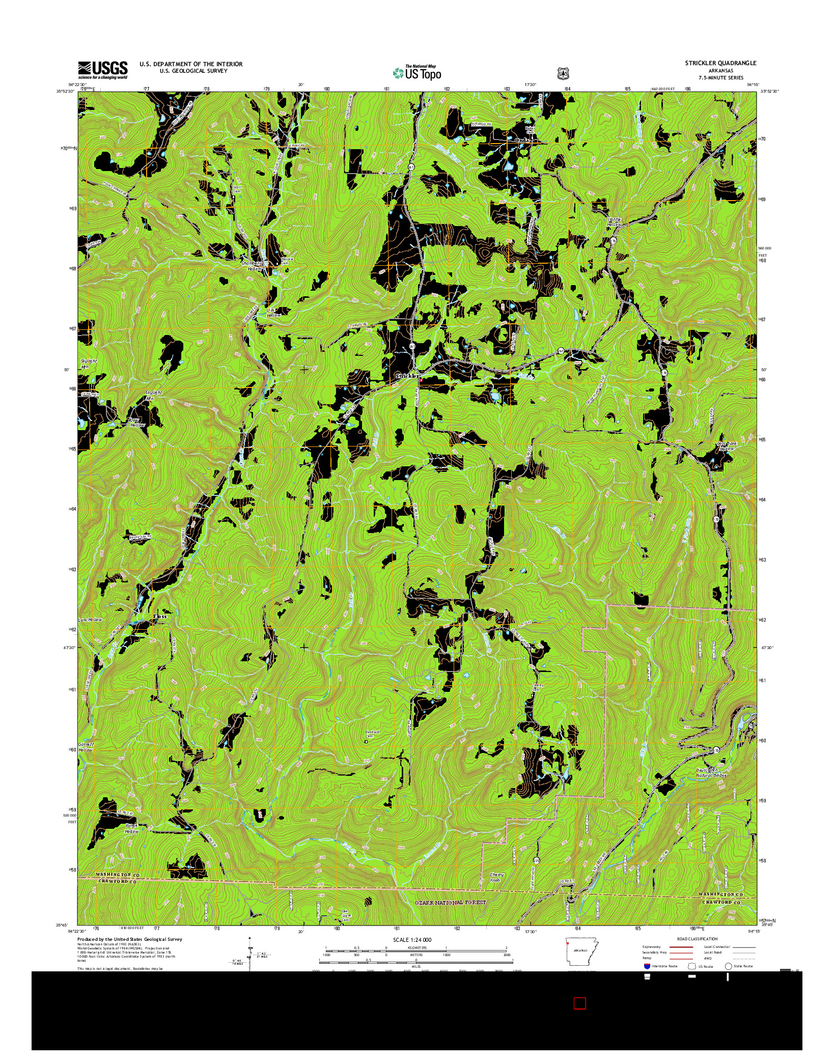 USGS US TOPO 7.5-MINUTE MAP FOR STRICKLER, AR 2017