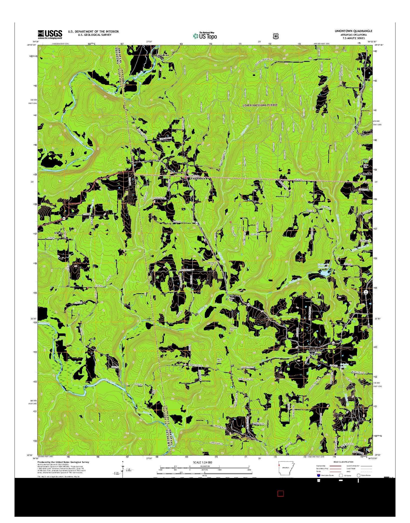 USGS US TOPO 7.5-MINUTE MAP FOR UNIONTOWN, AR-OK 2017