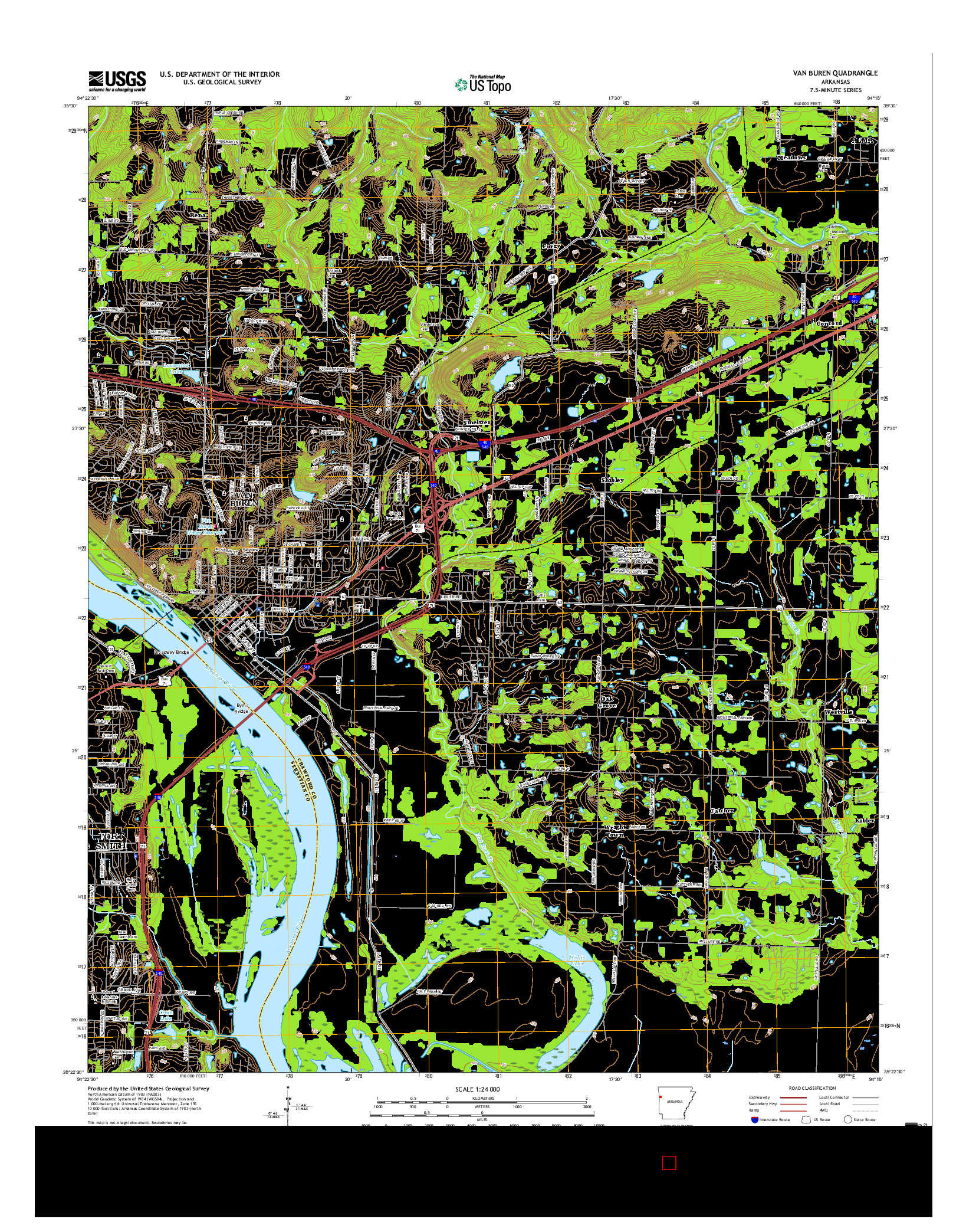 USGS US TOPO 7.5-MINUTE MAP FOR VAN BUREN, AR 2017