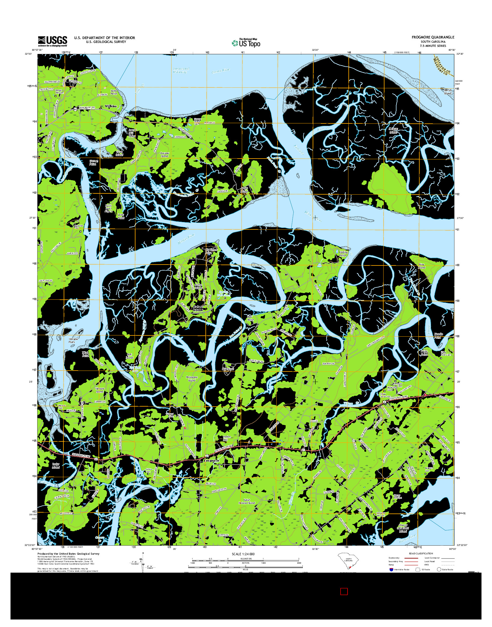 USGS US TOPO 7.5-MINUTE MAP FOR FROGMORE, SC 2017