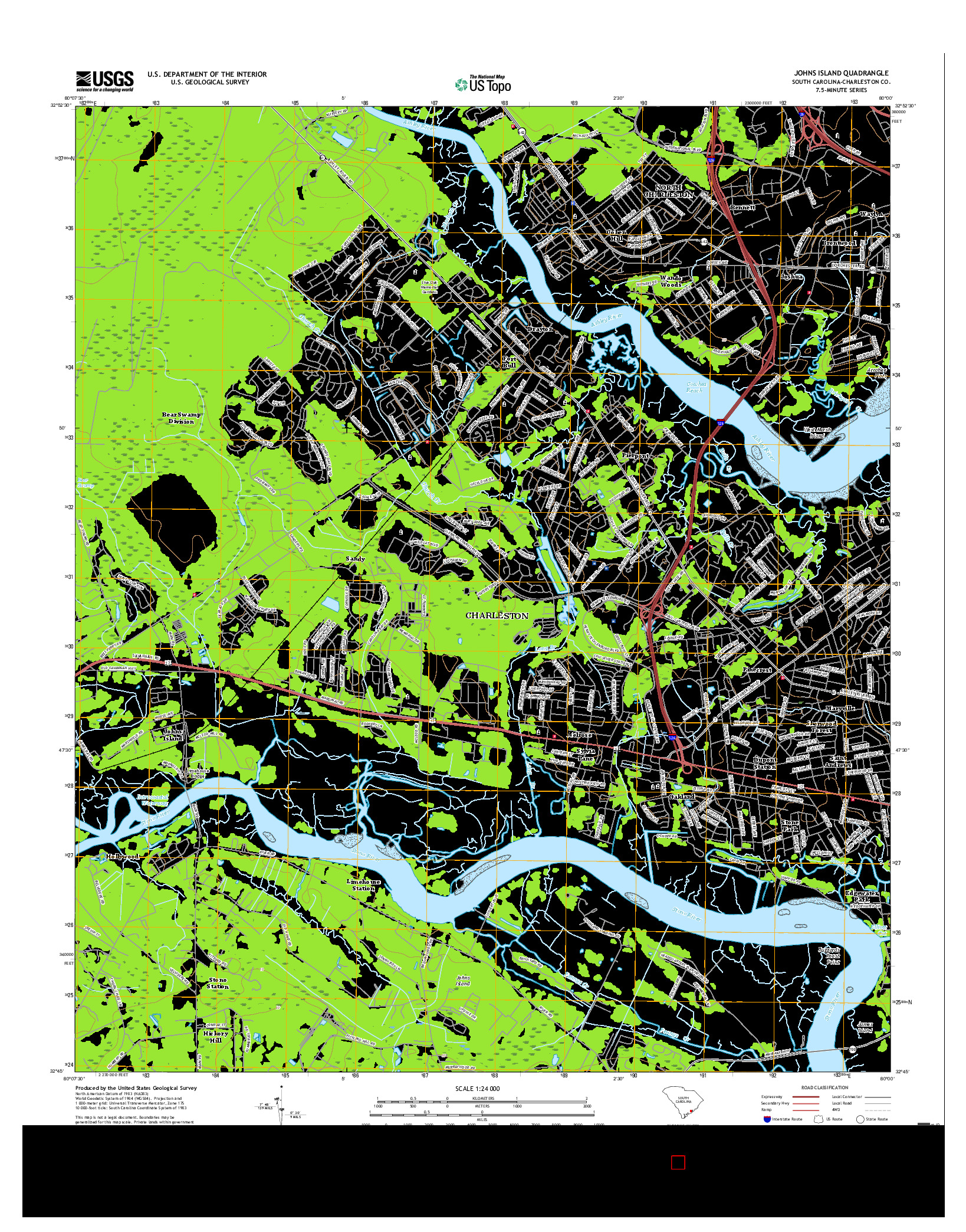 USGS US TOPO 7.5-MINUTE MAP FOR JOHNS ISLAND, SC 2017